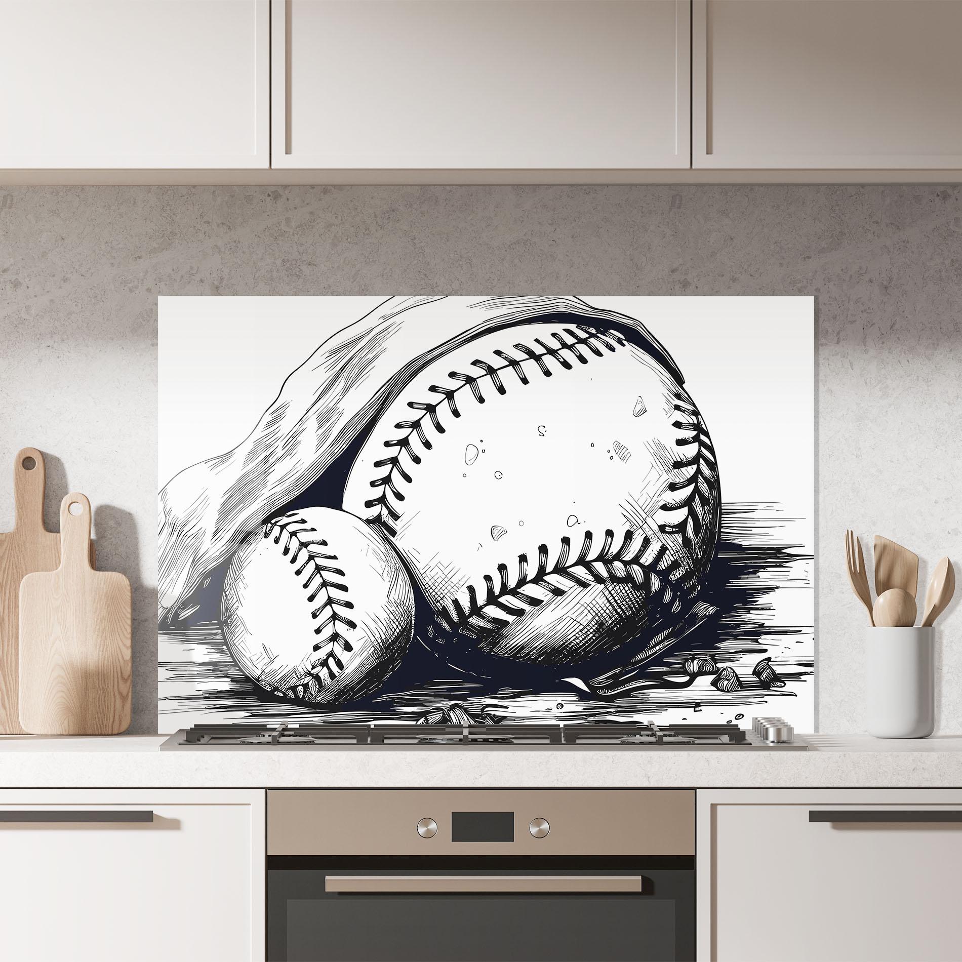 Konyhai üveg hátfal Baseball Grey Line mockup 7