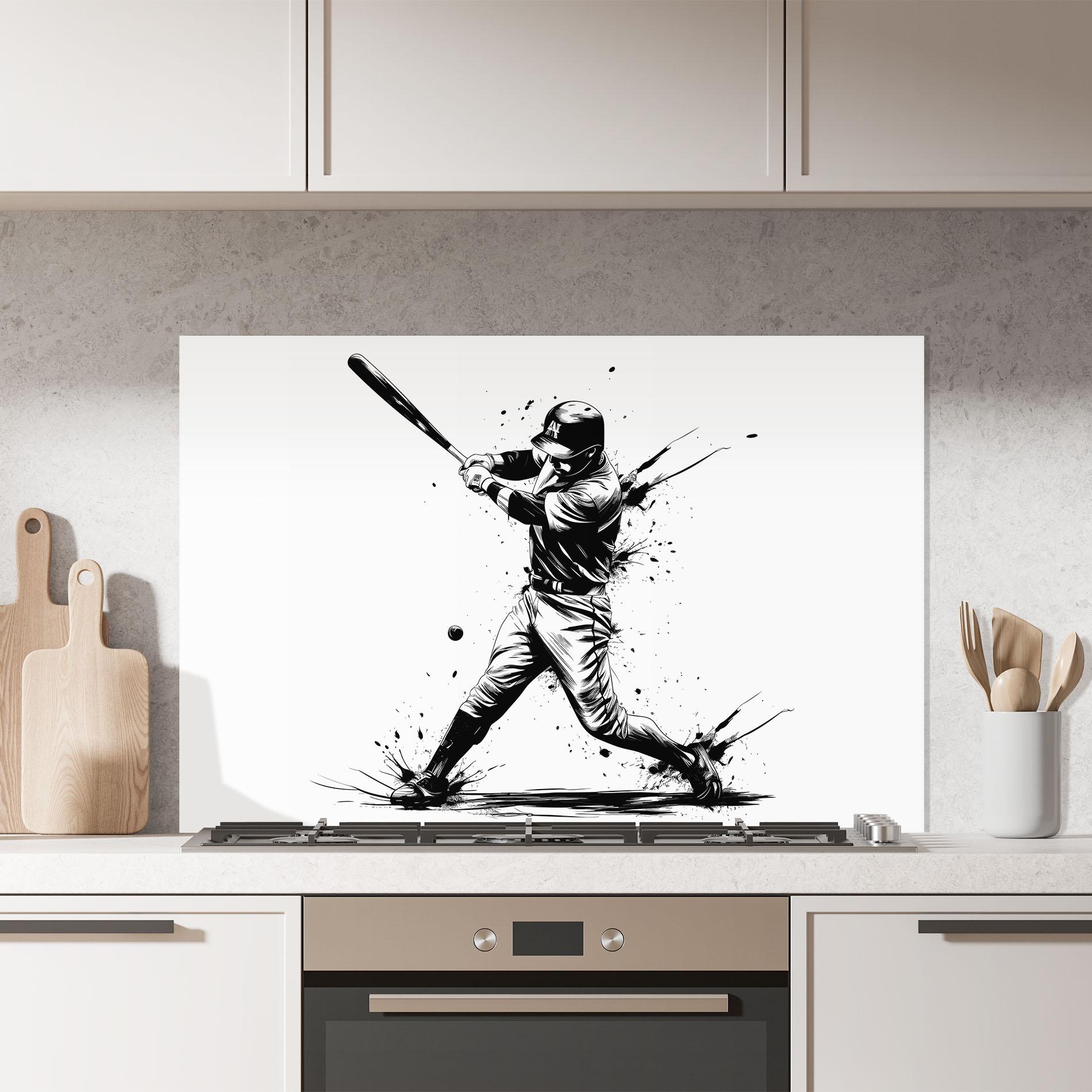Konyhai üveg hátfal Baseball Splash mockup 7