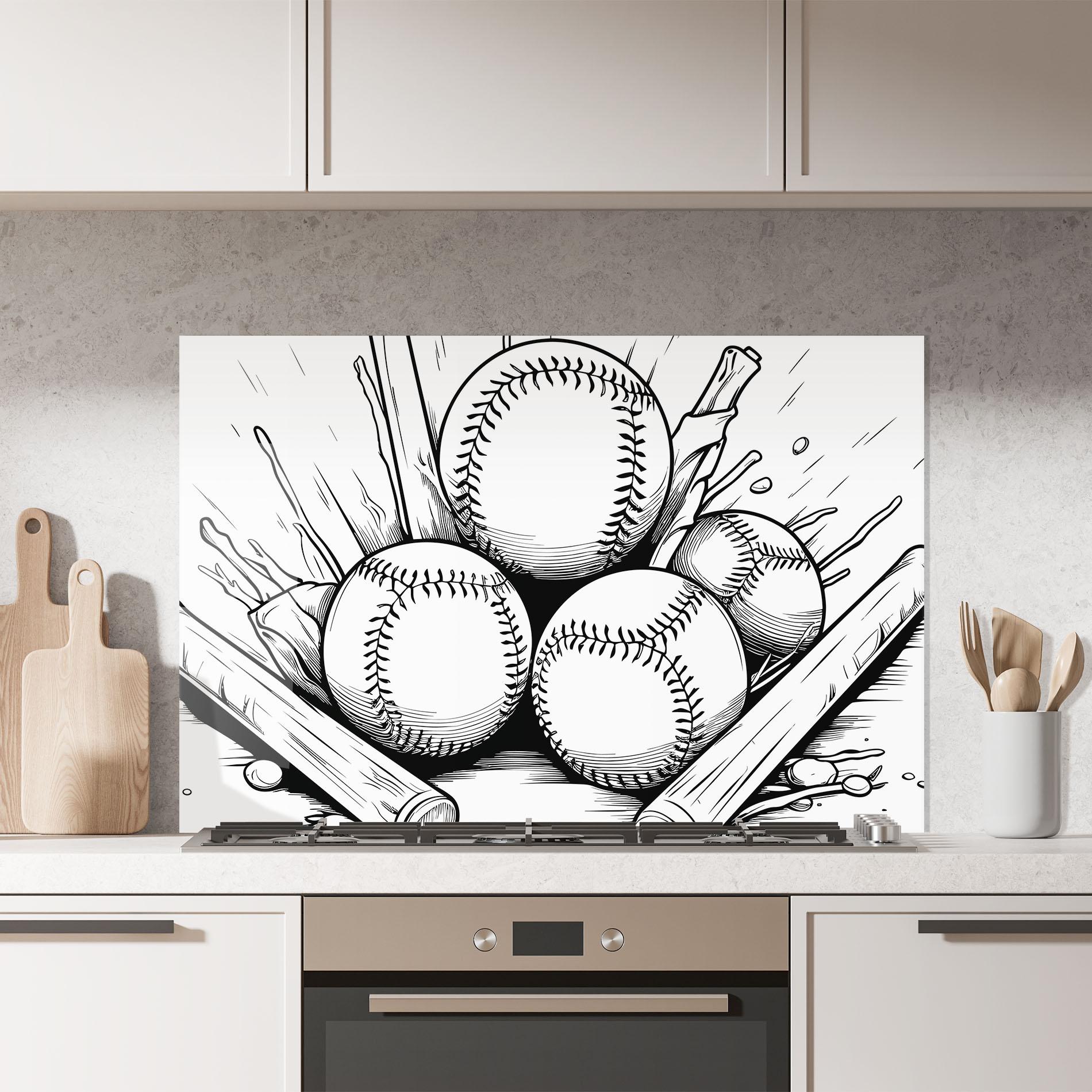 Konyhai üveg hátfal Big Baseball Ball mockup 7