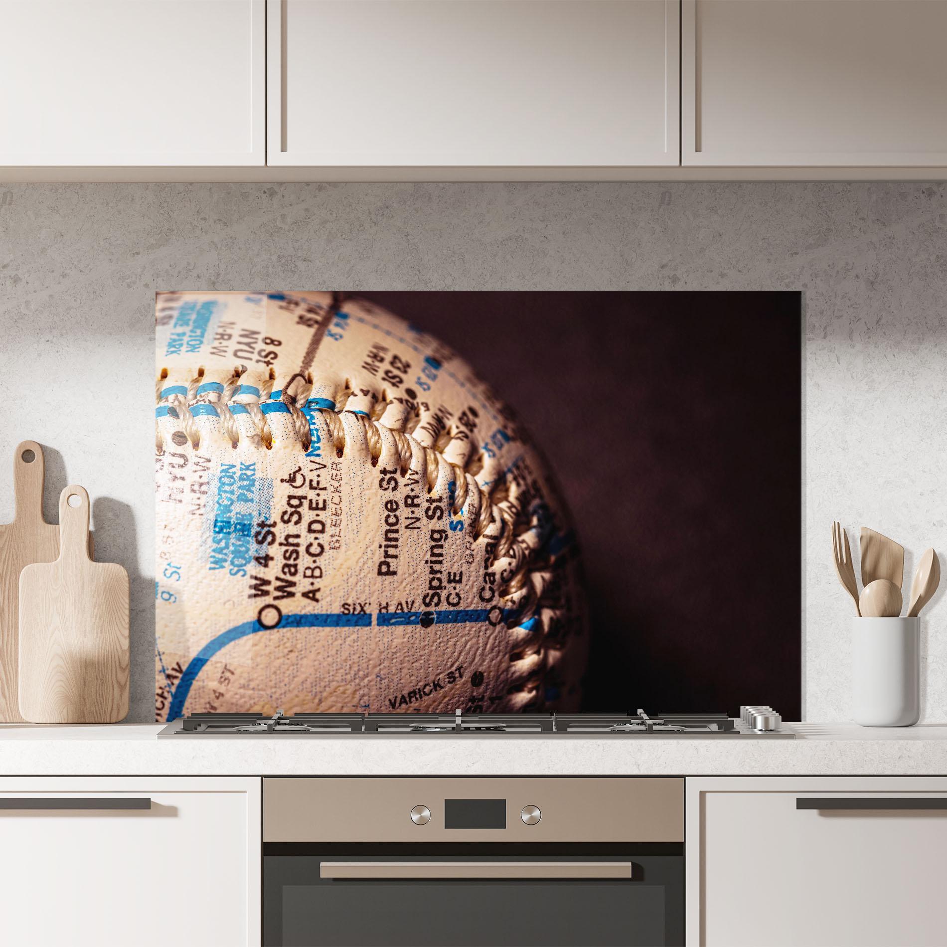 Konyhai üveg hátfal Blue Text Baseball Ball mockup 7