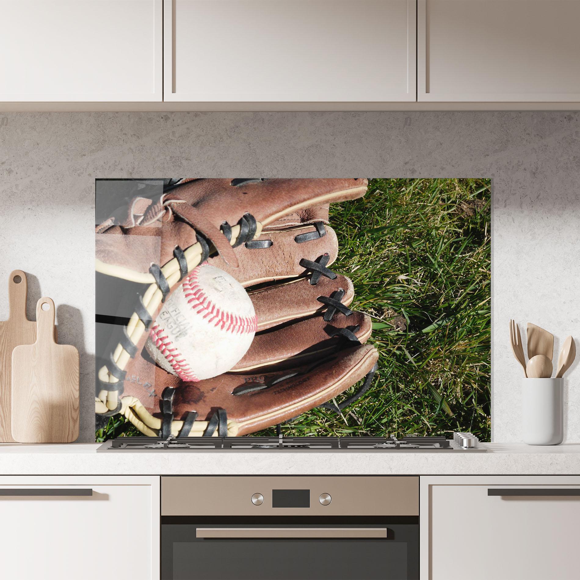 Konyhai üveg hátfal Brown Baseball Glove mockup 7