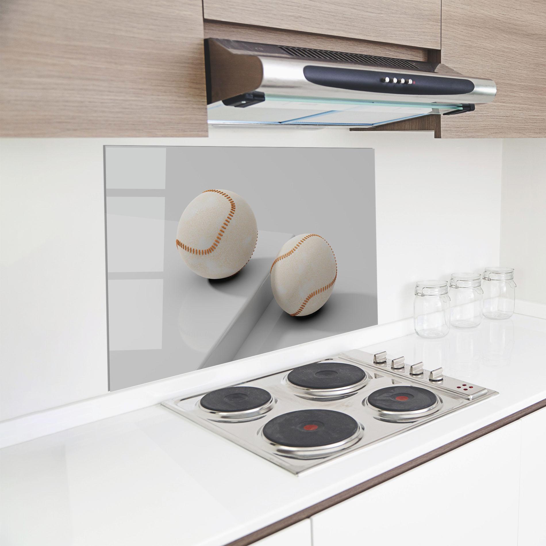 Konyhai üveg hátfal Baseball Ball On White mockup 8