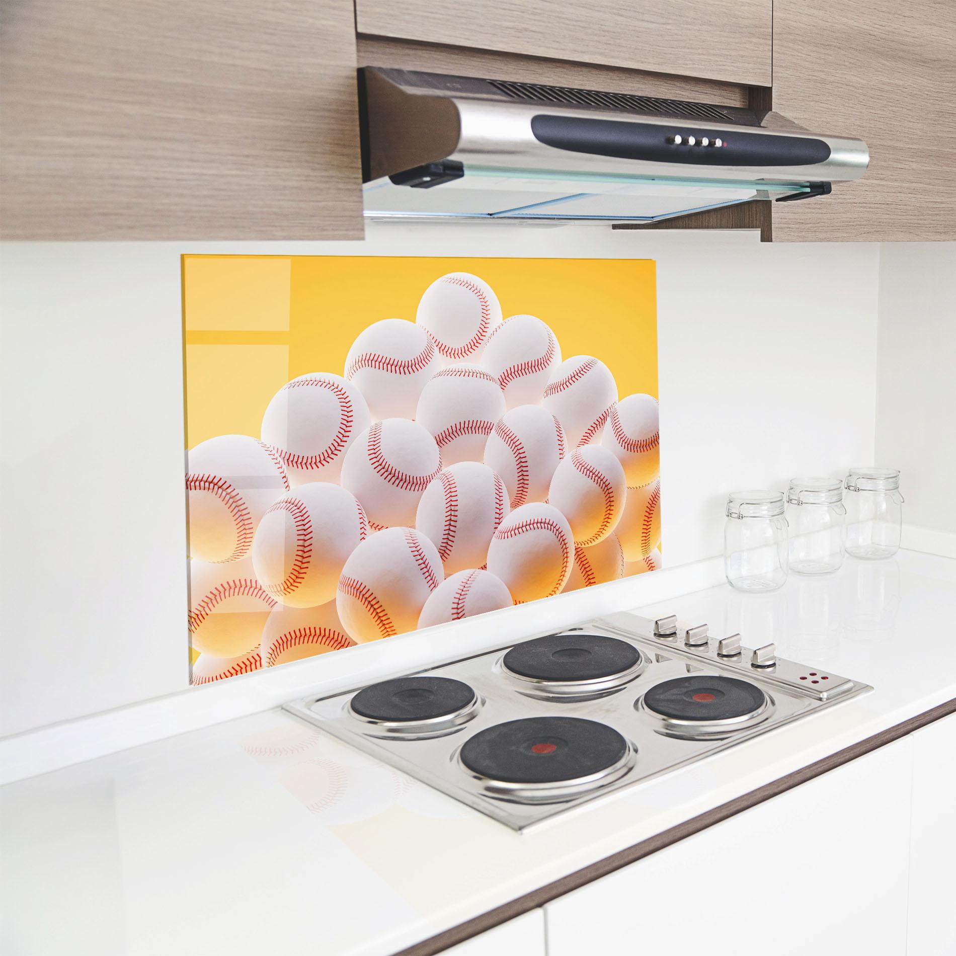 Konyhai üveg hátfal Baseball Ball On Yellow mockup 8