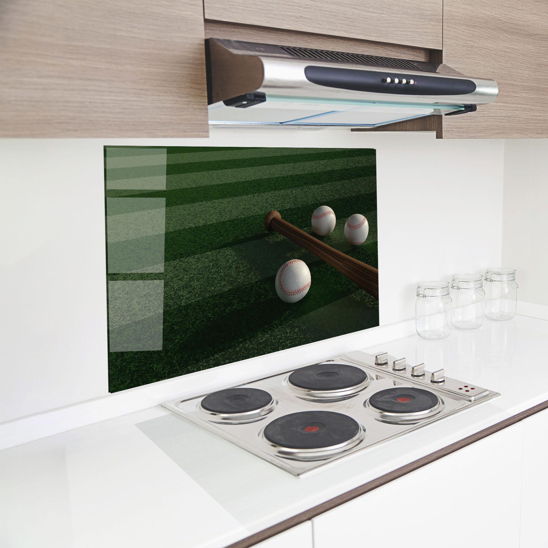 Konyhai üveg hátfal Baseball Balls On Grass mockup 8