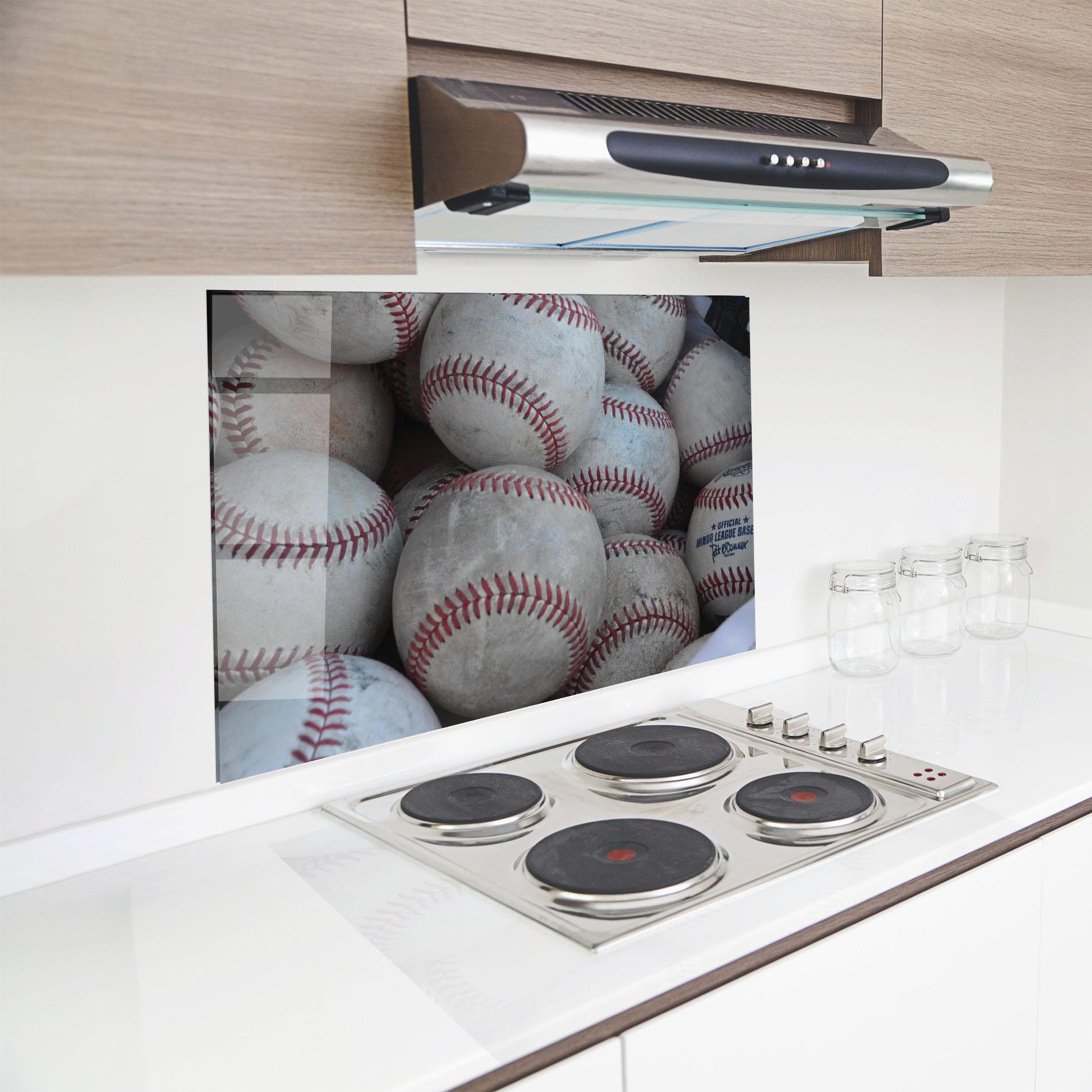 Konyhai üveg hátfal Baseball Balls Set mockup 8
