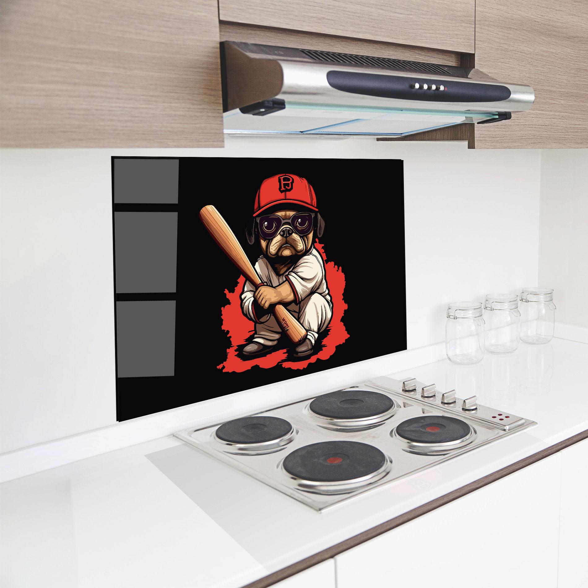 Konyhai üveg hátfal Baseball Dog mockup 8