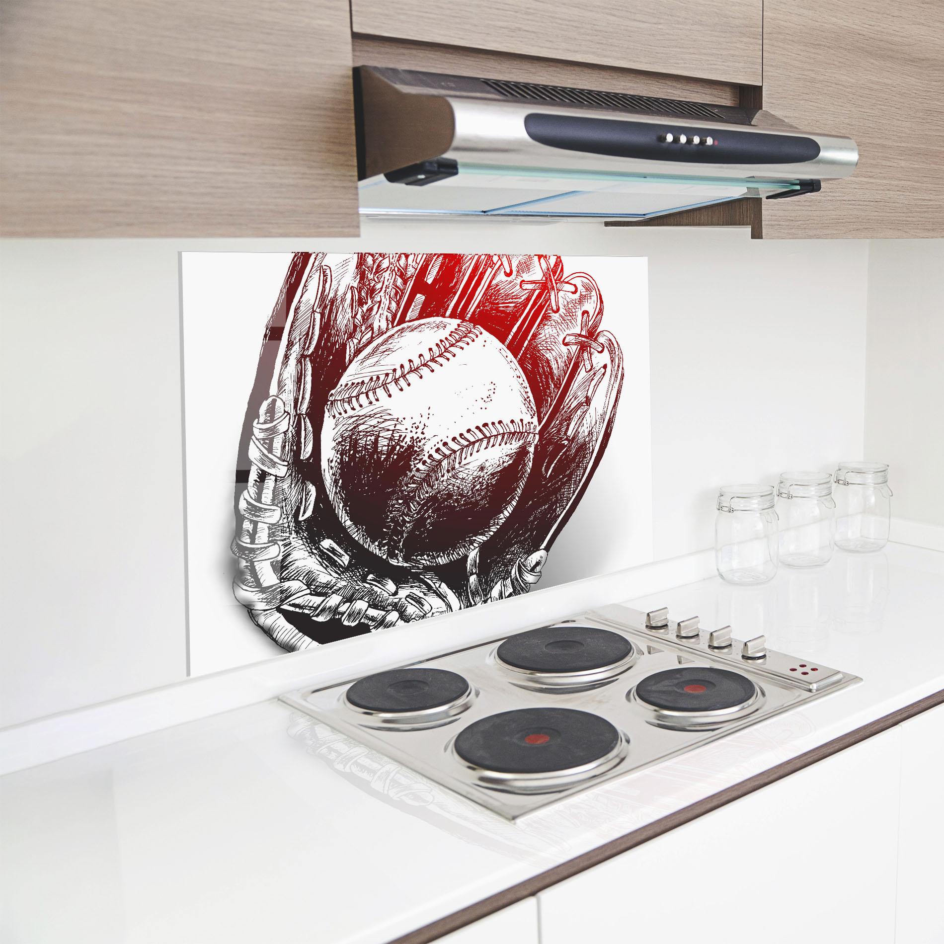 Konyhai üveg hátfal Baseball Glove Art mockup 8
