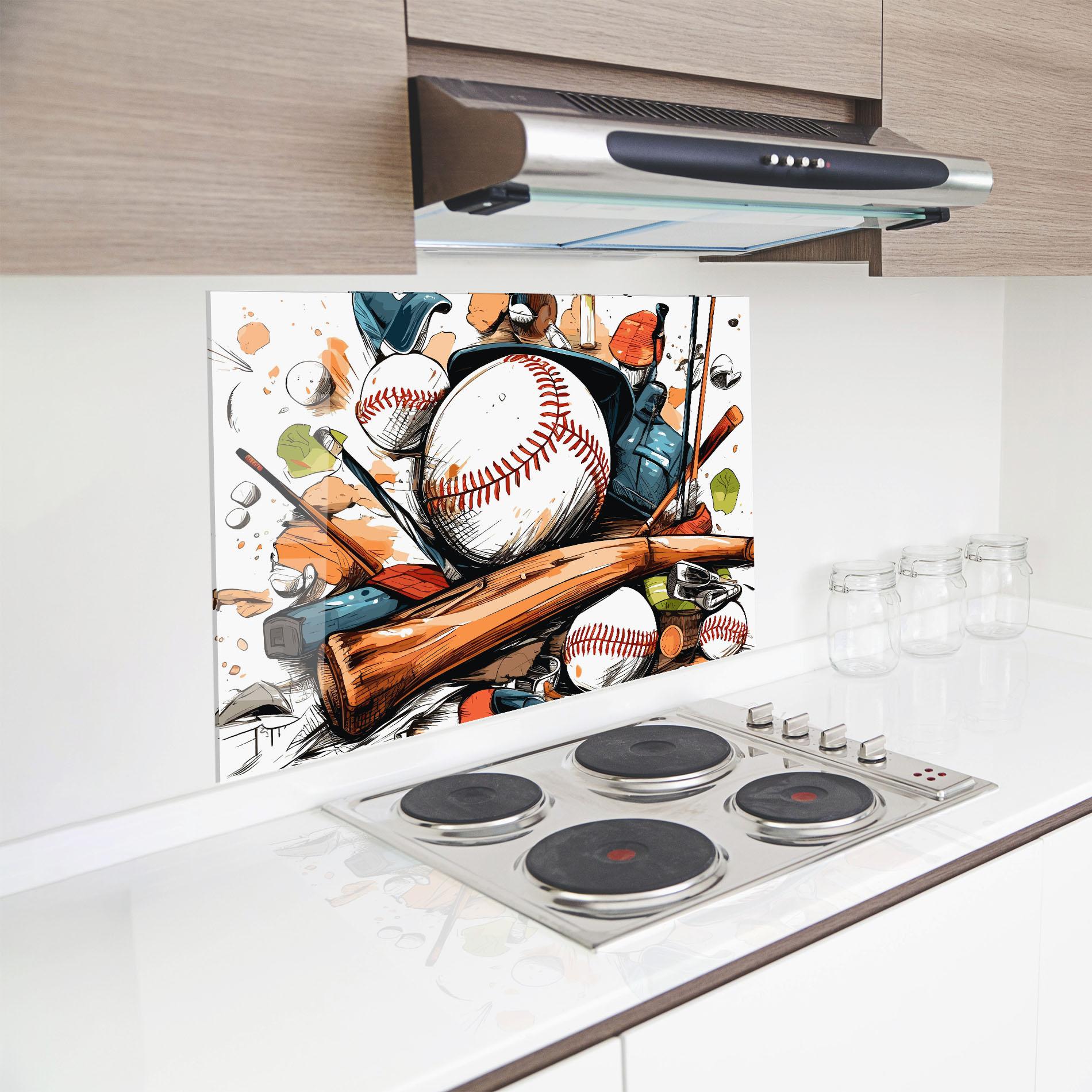Konyhai üveg hátfal Baseball Trash mockup 8