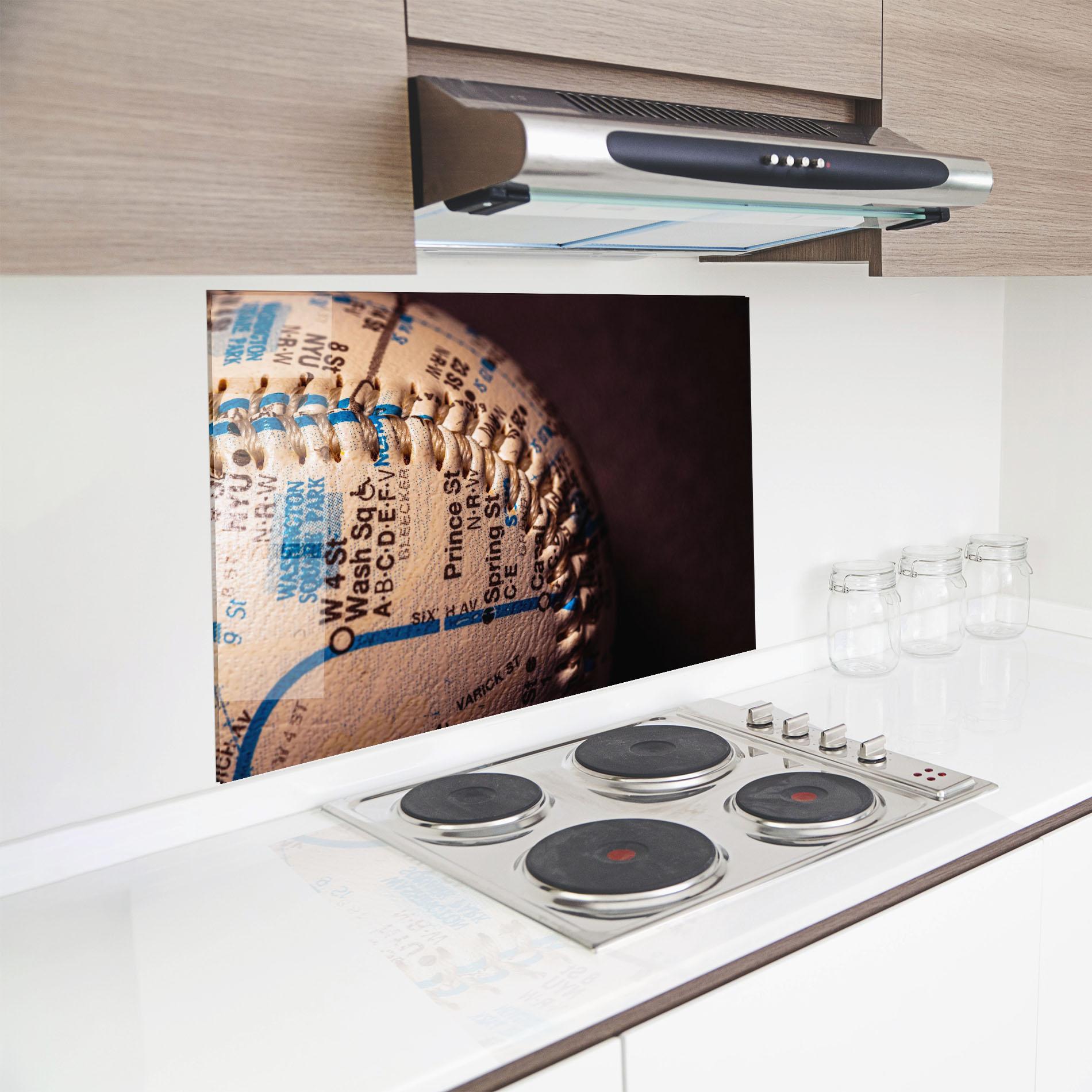 Konyhai üveg hátfal Blue Text Baseball Ball mockup 8