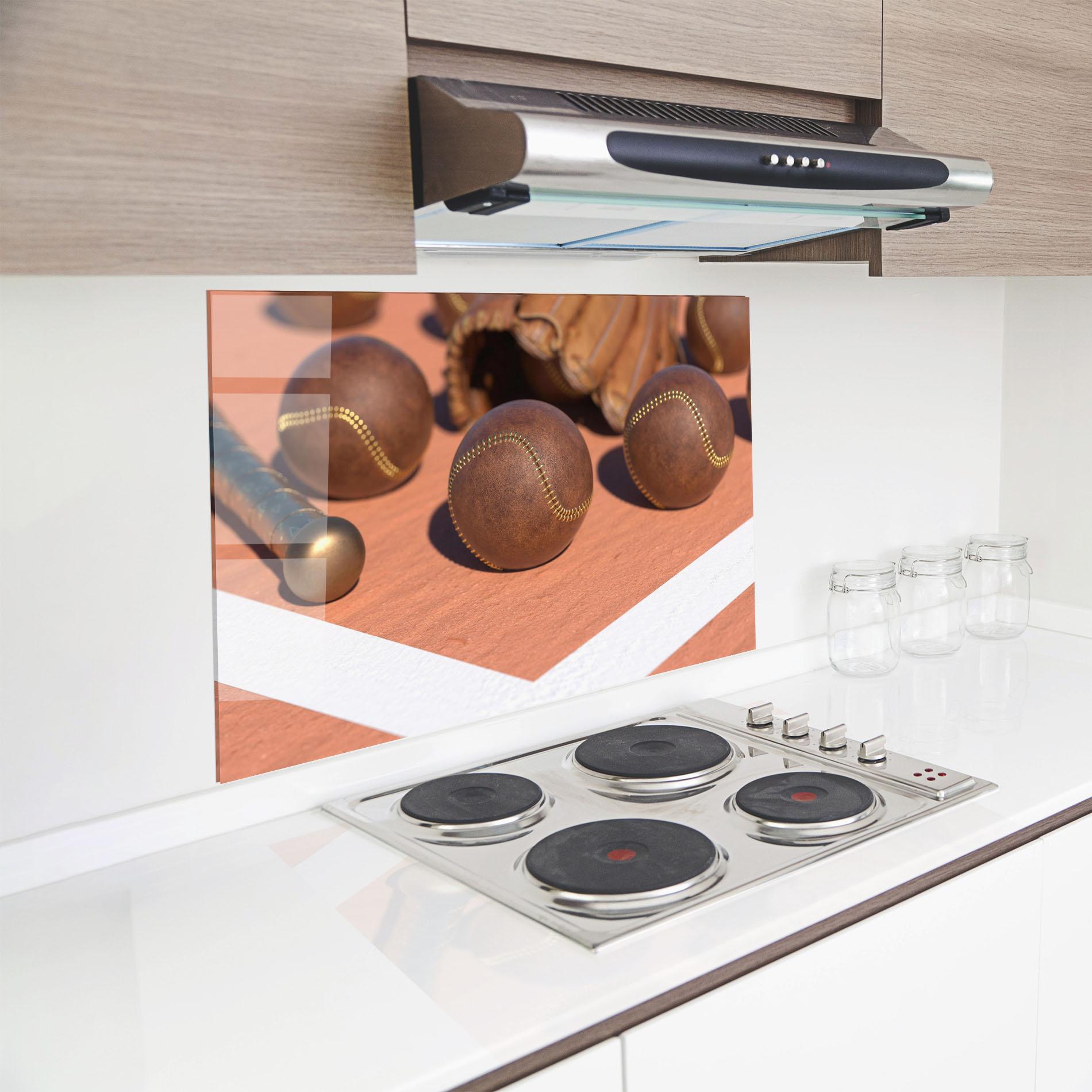 Konyhai üveg hátfal Brown Baseball Ball mockup 8