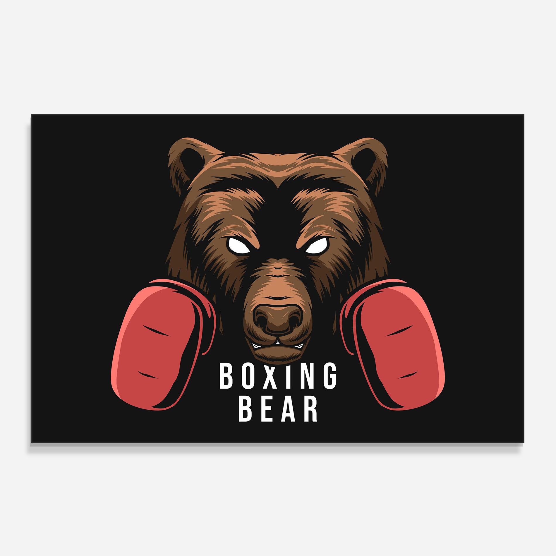 Konyhai üveg hátfal Boxing Bear mockup 0