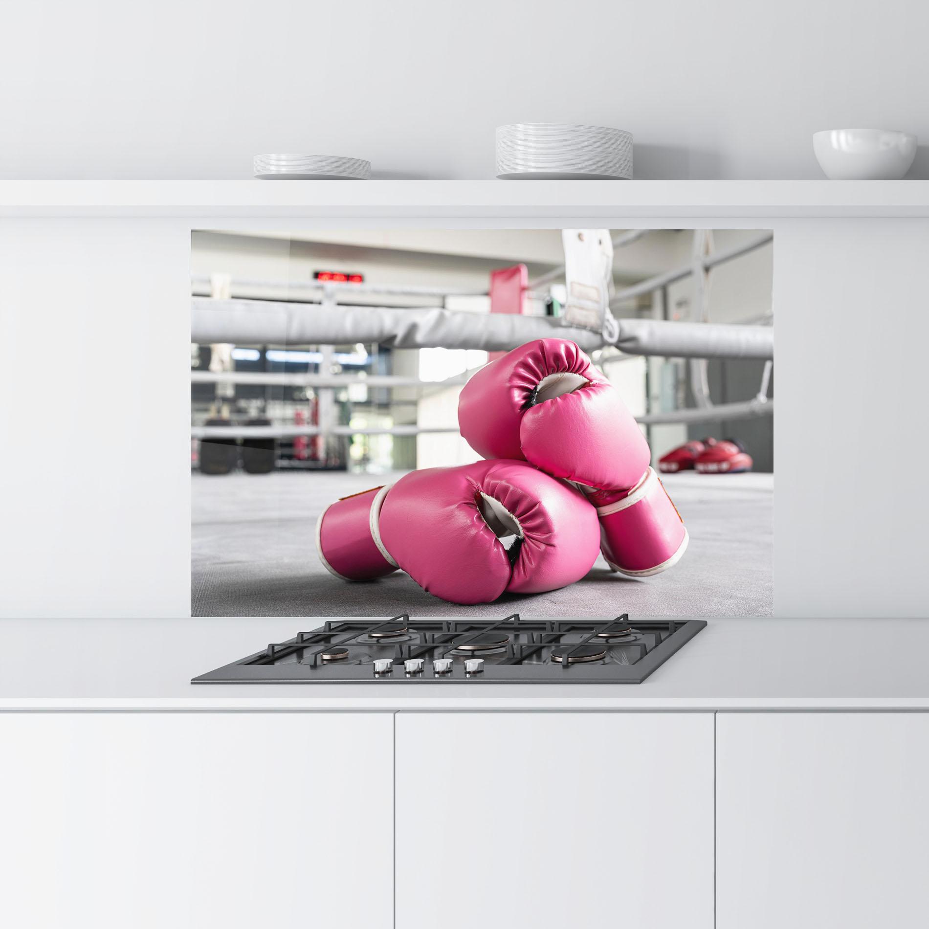 Konyhai üveg hátfal Pink Boxing Gloves mockup 9