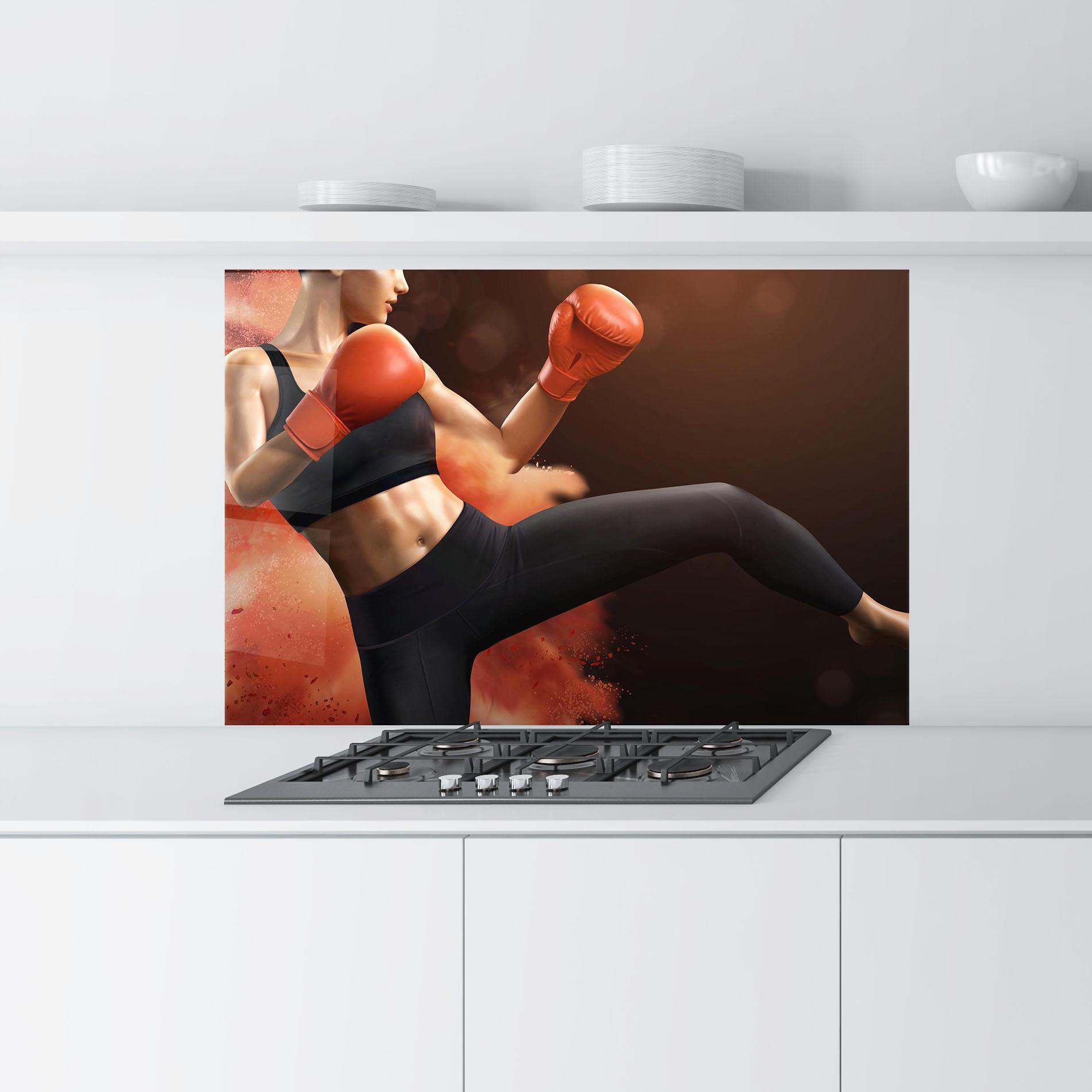 Konyhai üveg hátfal Woman Box mockup 9