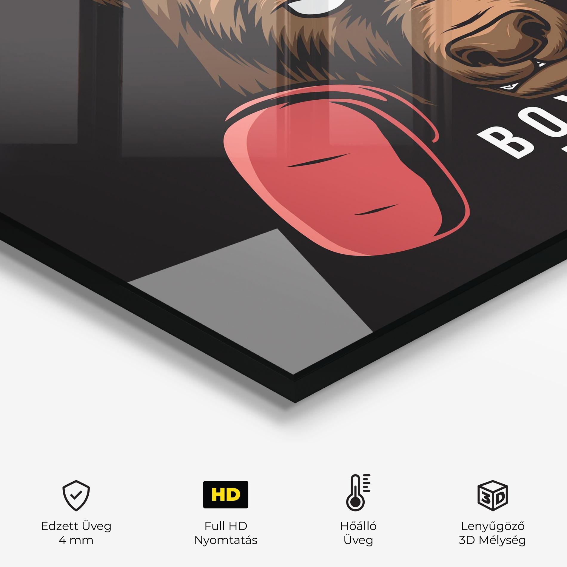Konyhai üveg hátfal Boxing Bear mockup 2