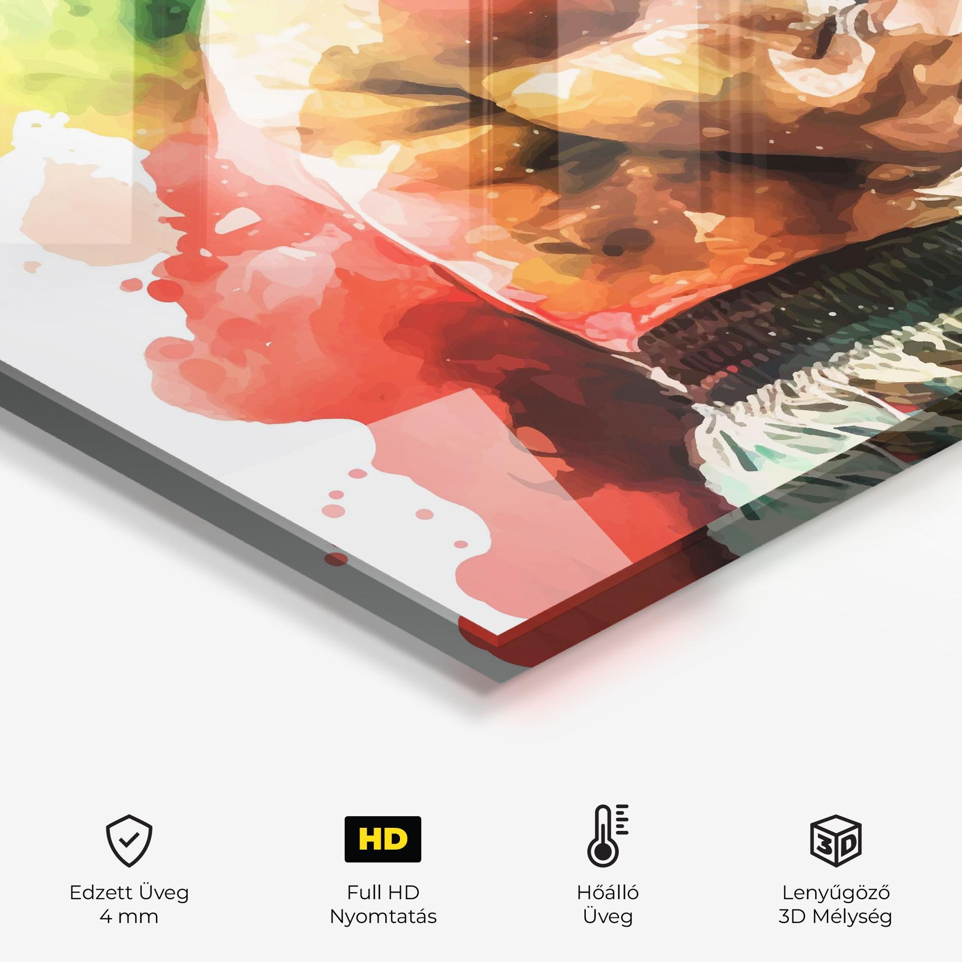 Konyhai üveg hátfal Boxing Blue Red mockup 2