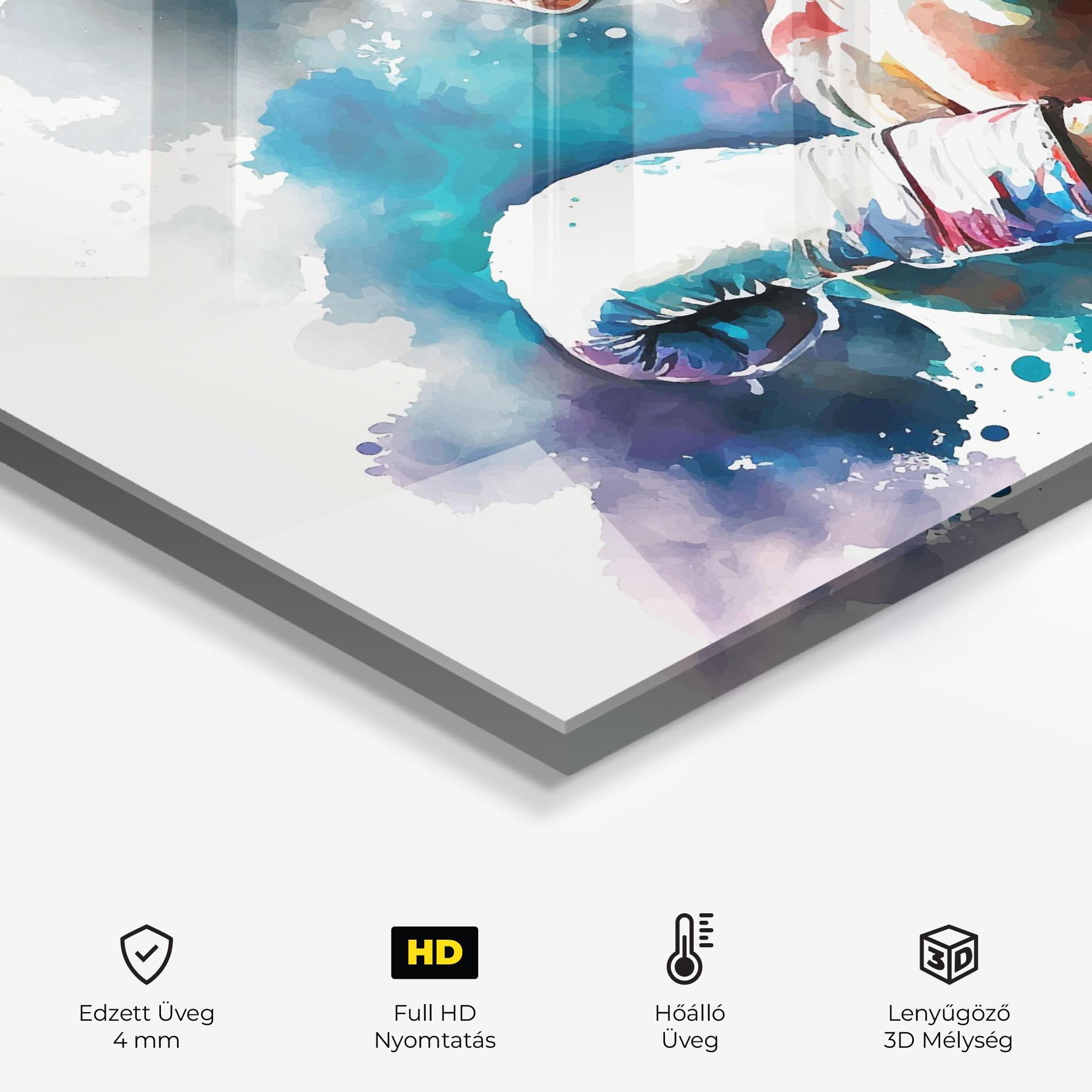 Konyhai üveg hátfal Boxing Red Blue mockup 2