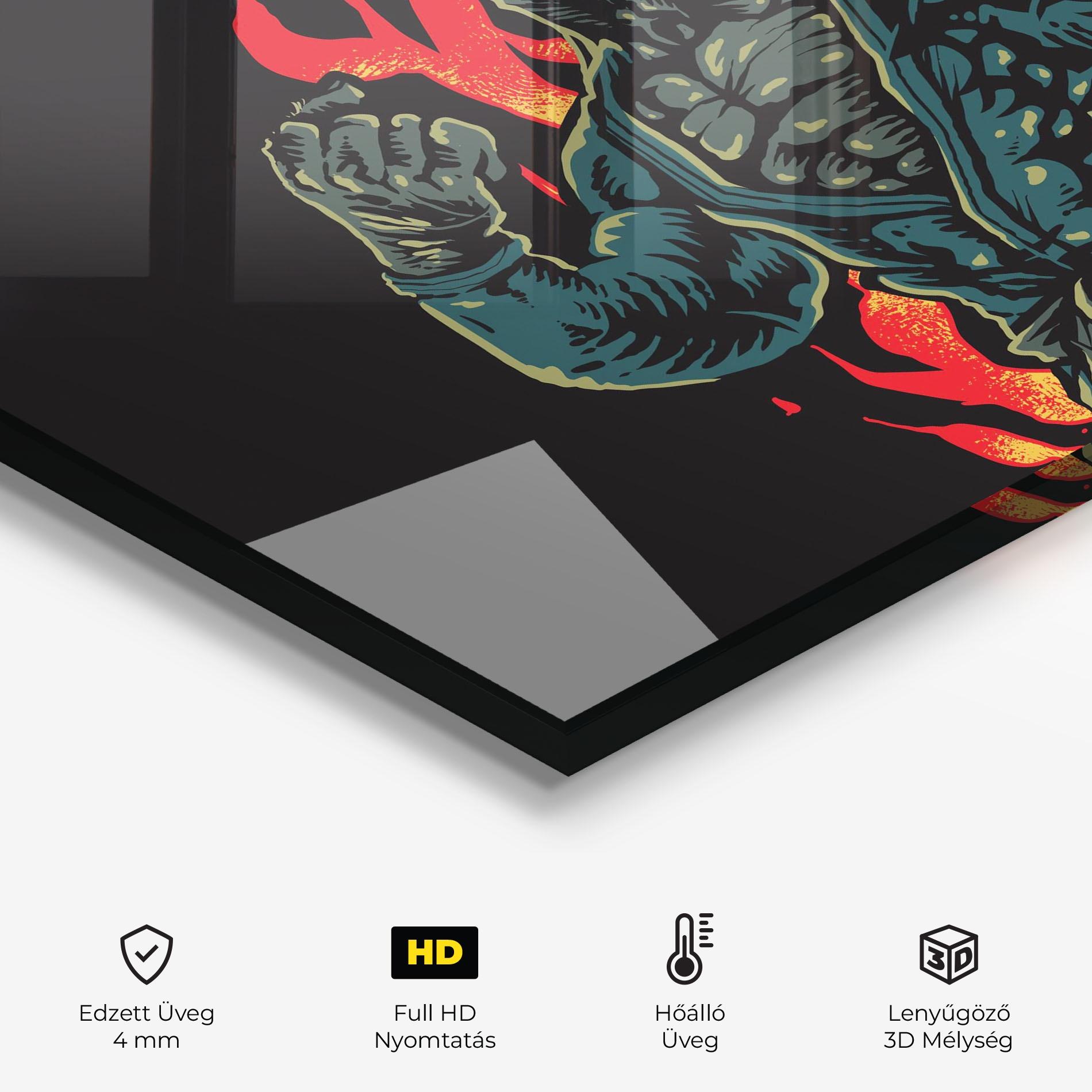 Konyhai üveg hátfal Gorilla Box Fighter mockup 2