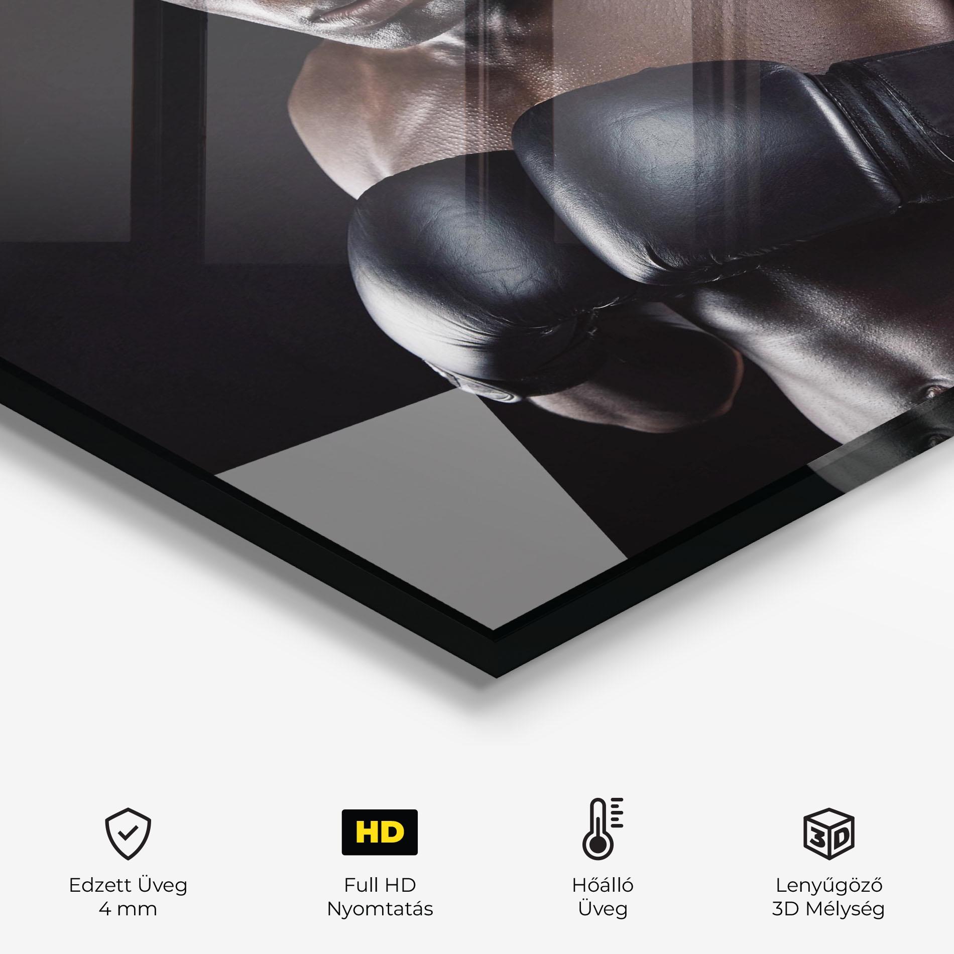 Konyhai üveg hátfal Powerful Fighter mockup 2