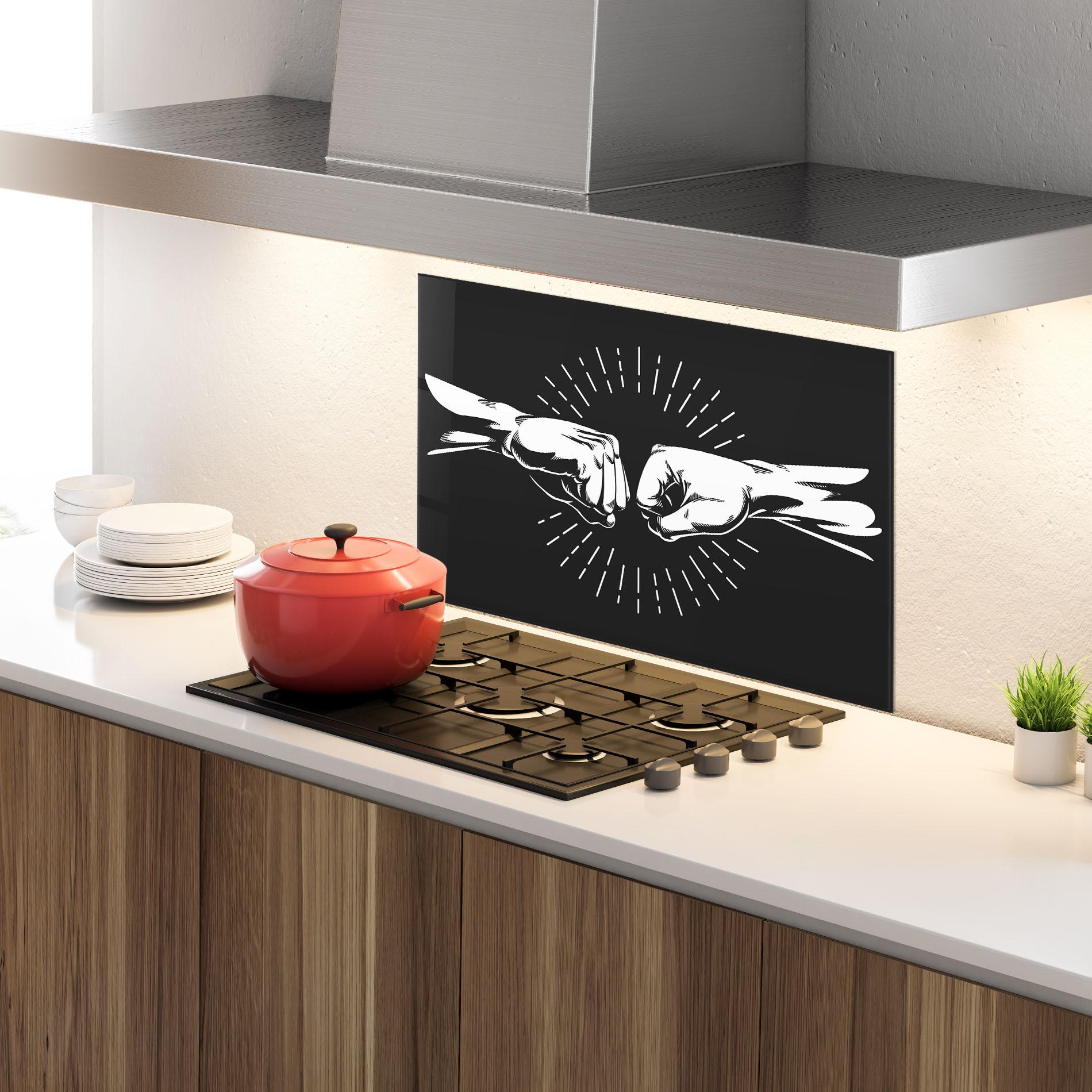 Konyhai üveg hátfal Grey Handshake Box mockup 4