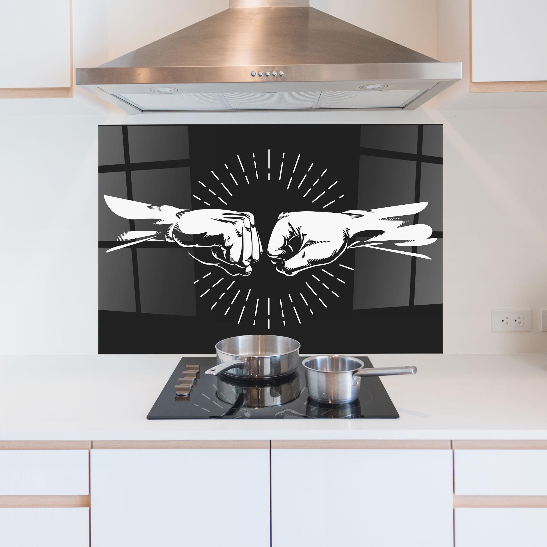 Konyhai üveg hátfal Grey Handshake Box mockup 5