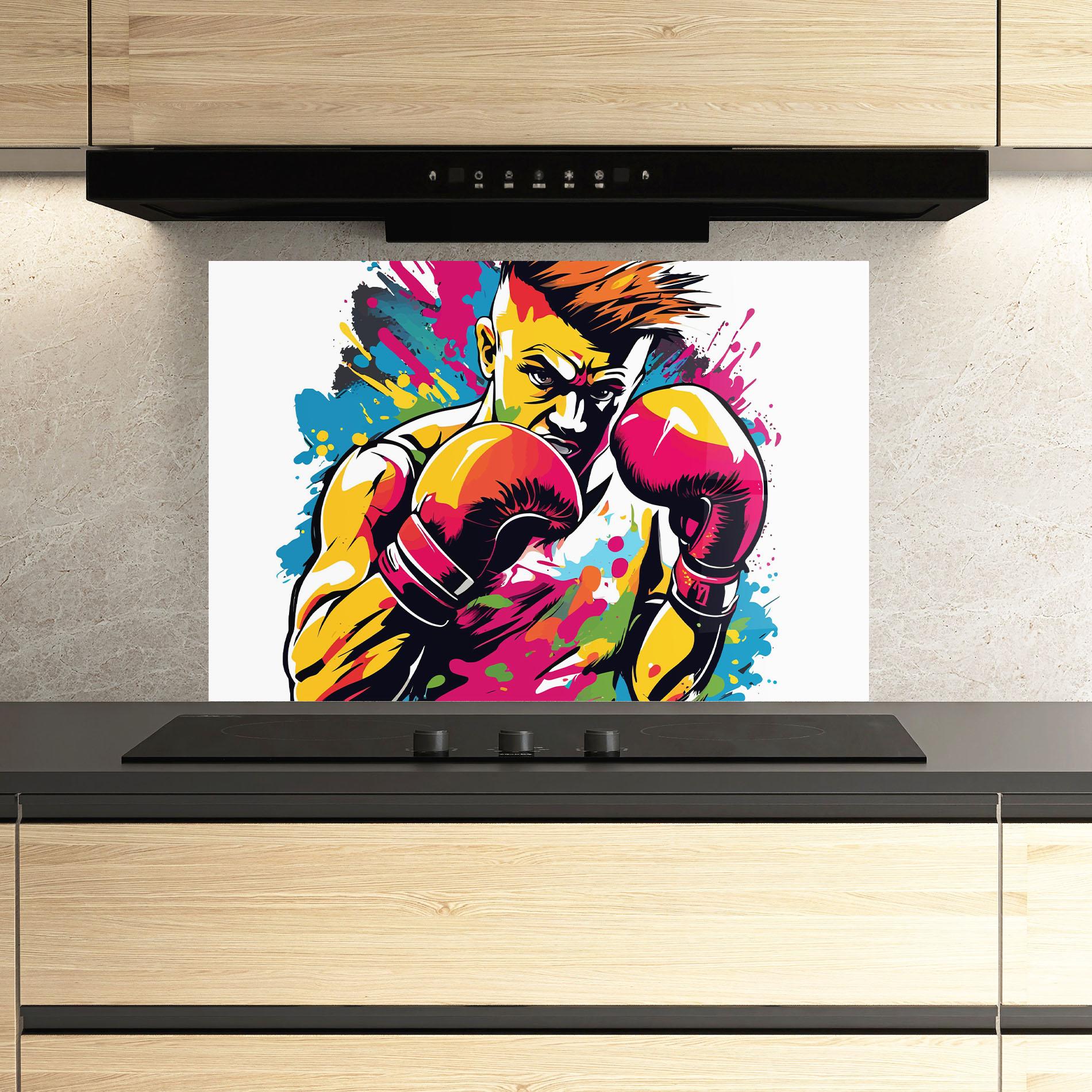 Konyhai üveg hátfal Boxing Illustration mockup 3