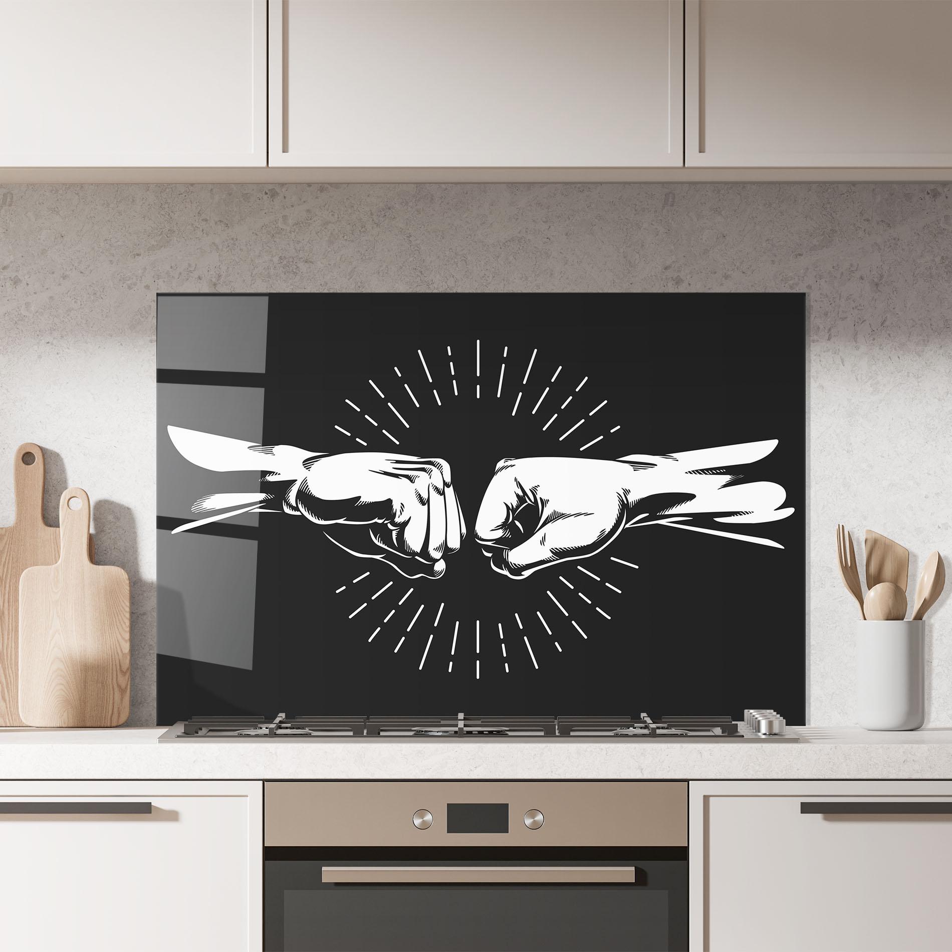 Konyhai üveg hátfal Grey Handshake Box mockup 7