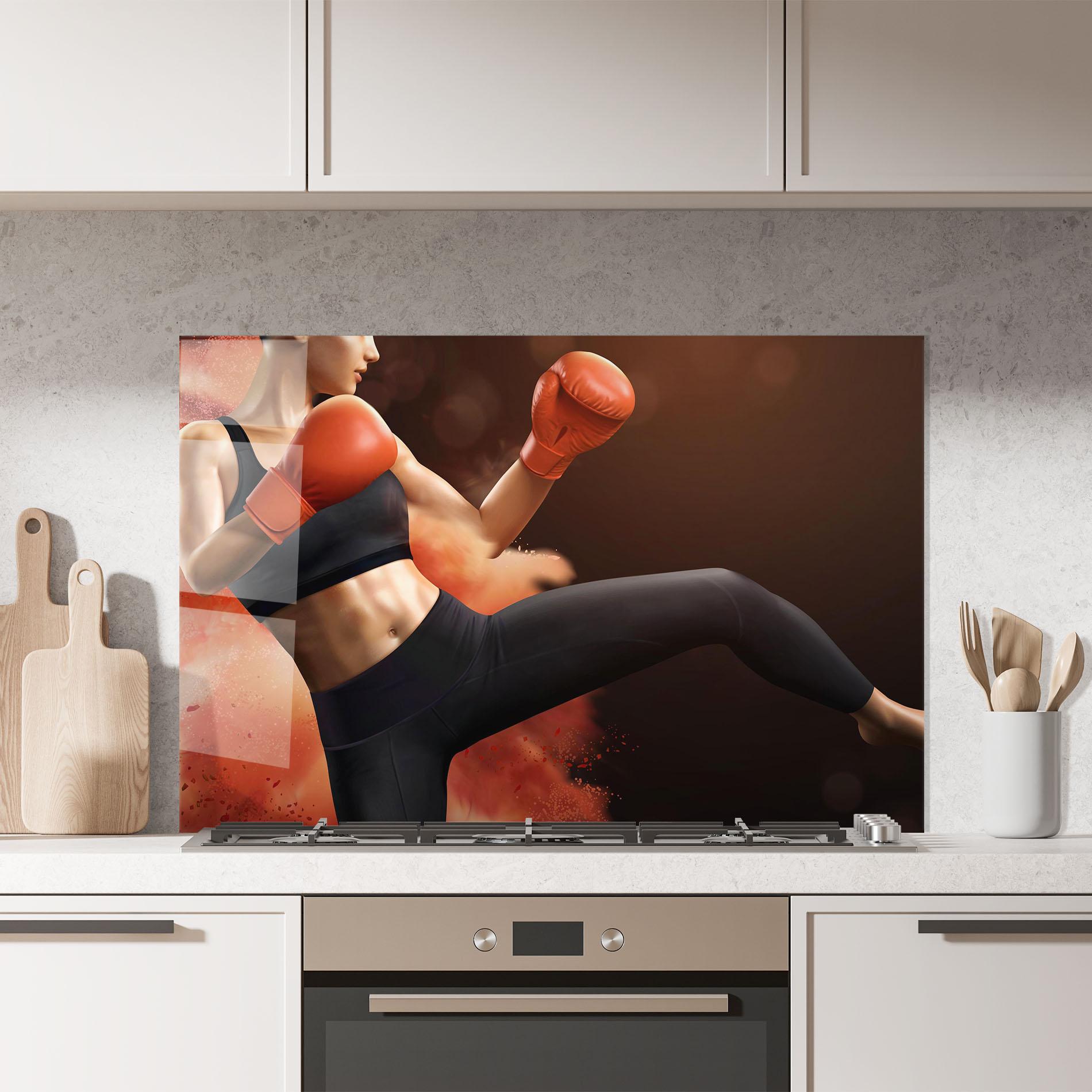 Konyhai üveg hátfal Woman Box mockup 7