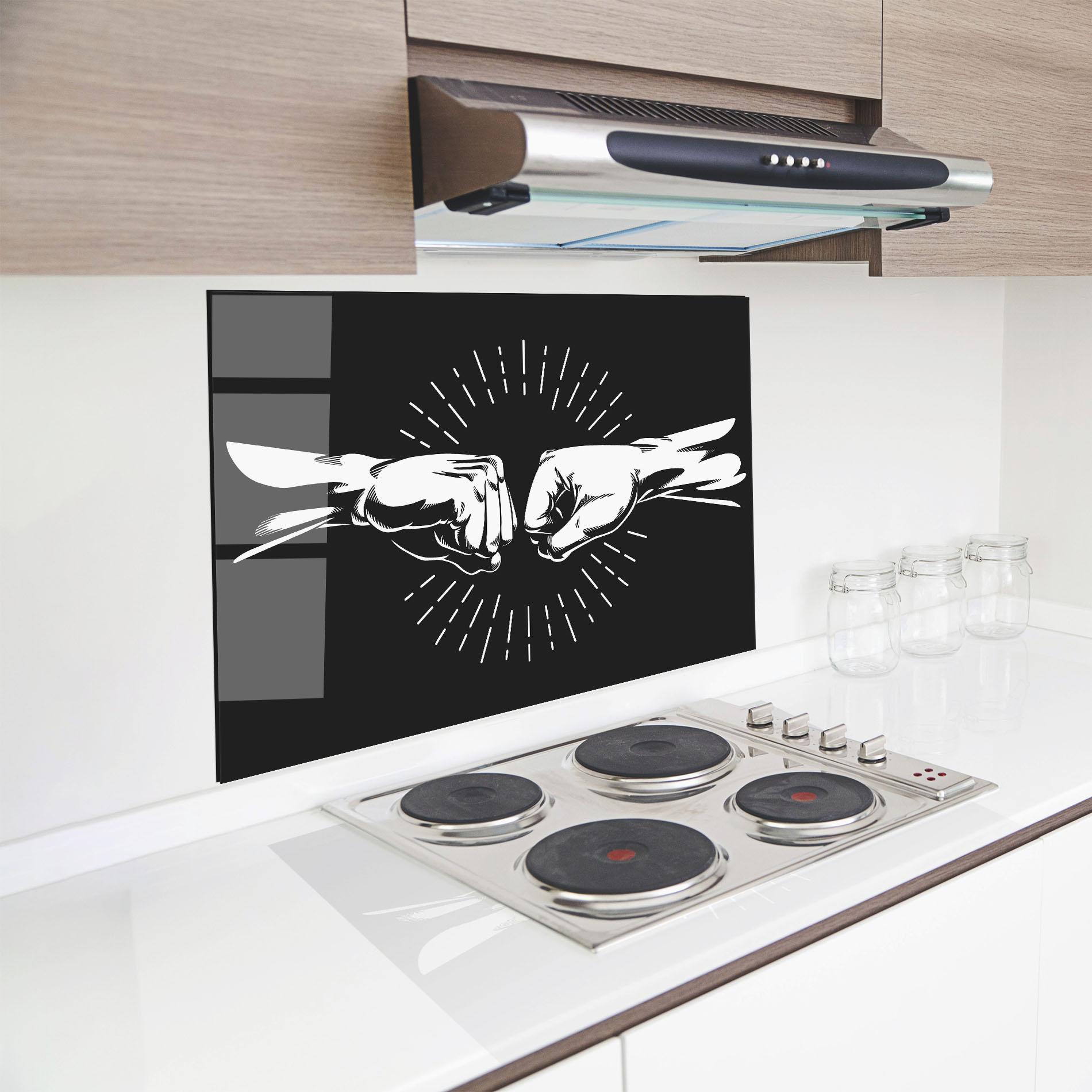 Konyhai üveg hátfal Grey Handshake Box mockup 8