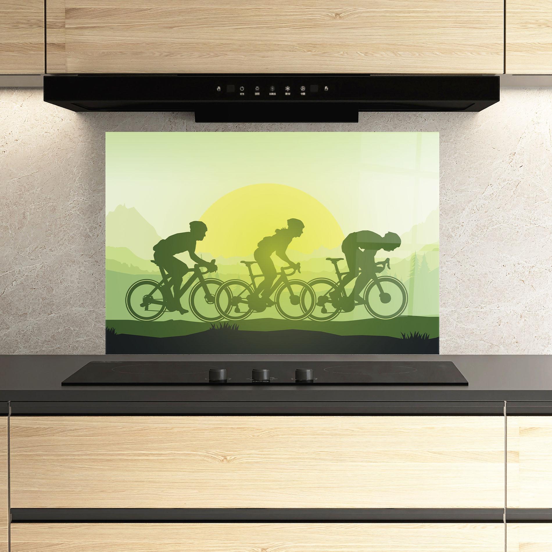 Konyhai üveg hátfal Green Light Bicycle mockup 3