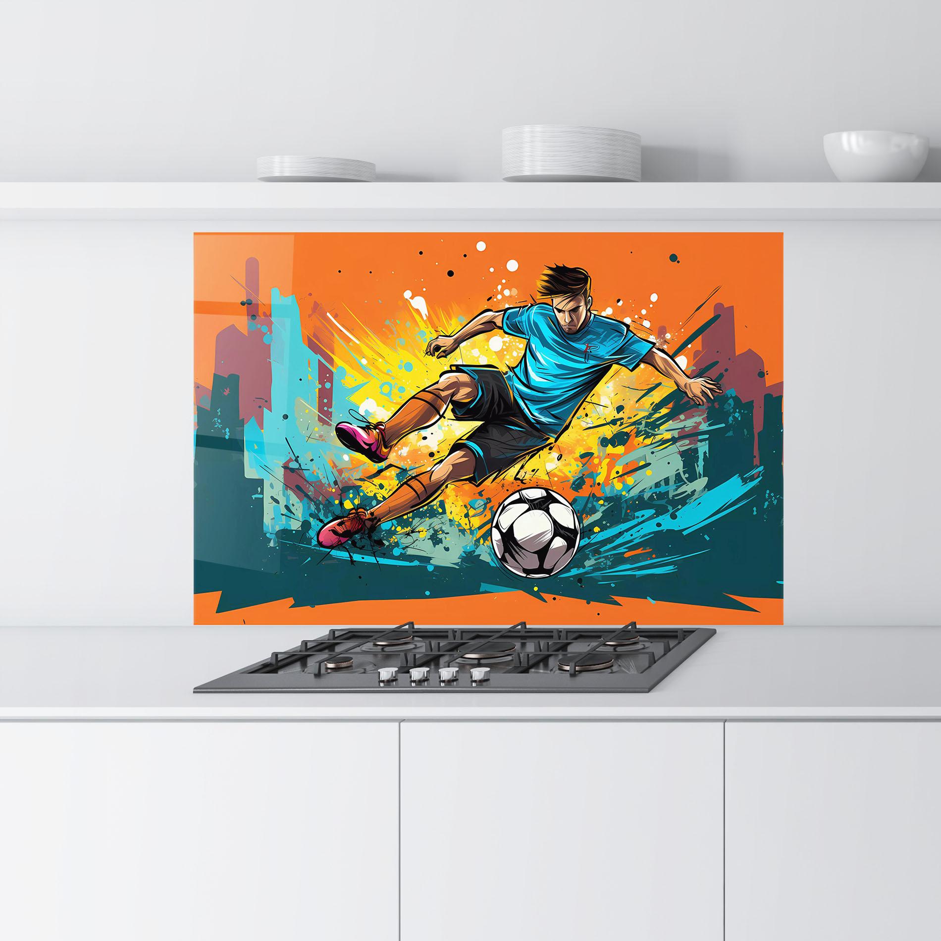 Konyhai üveg hátfal Blue Tshirt Football mockup 9