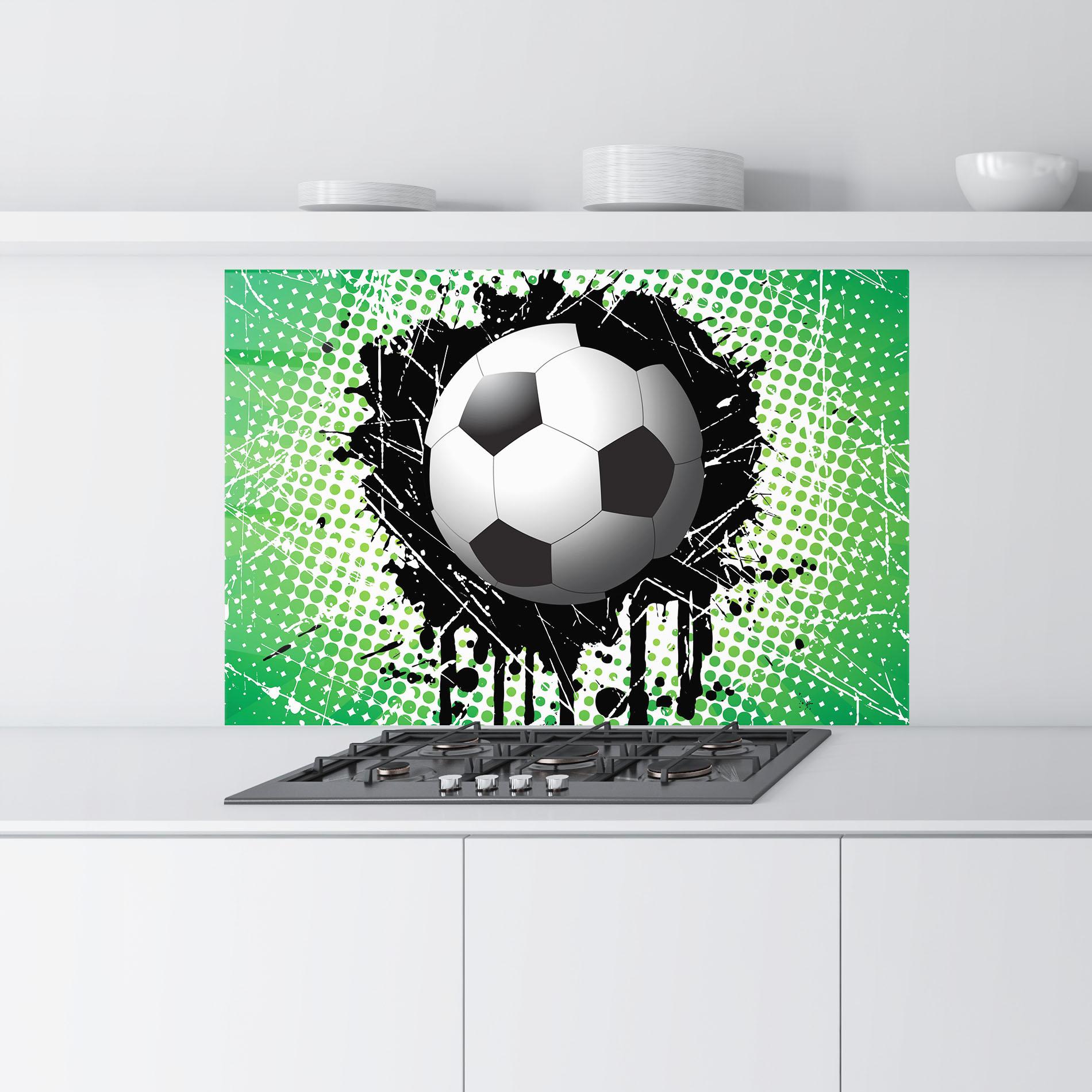 Konyhai üveg hátfal Green Black Football mockup 9