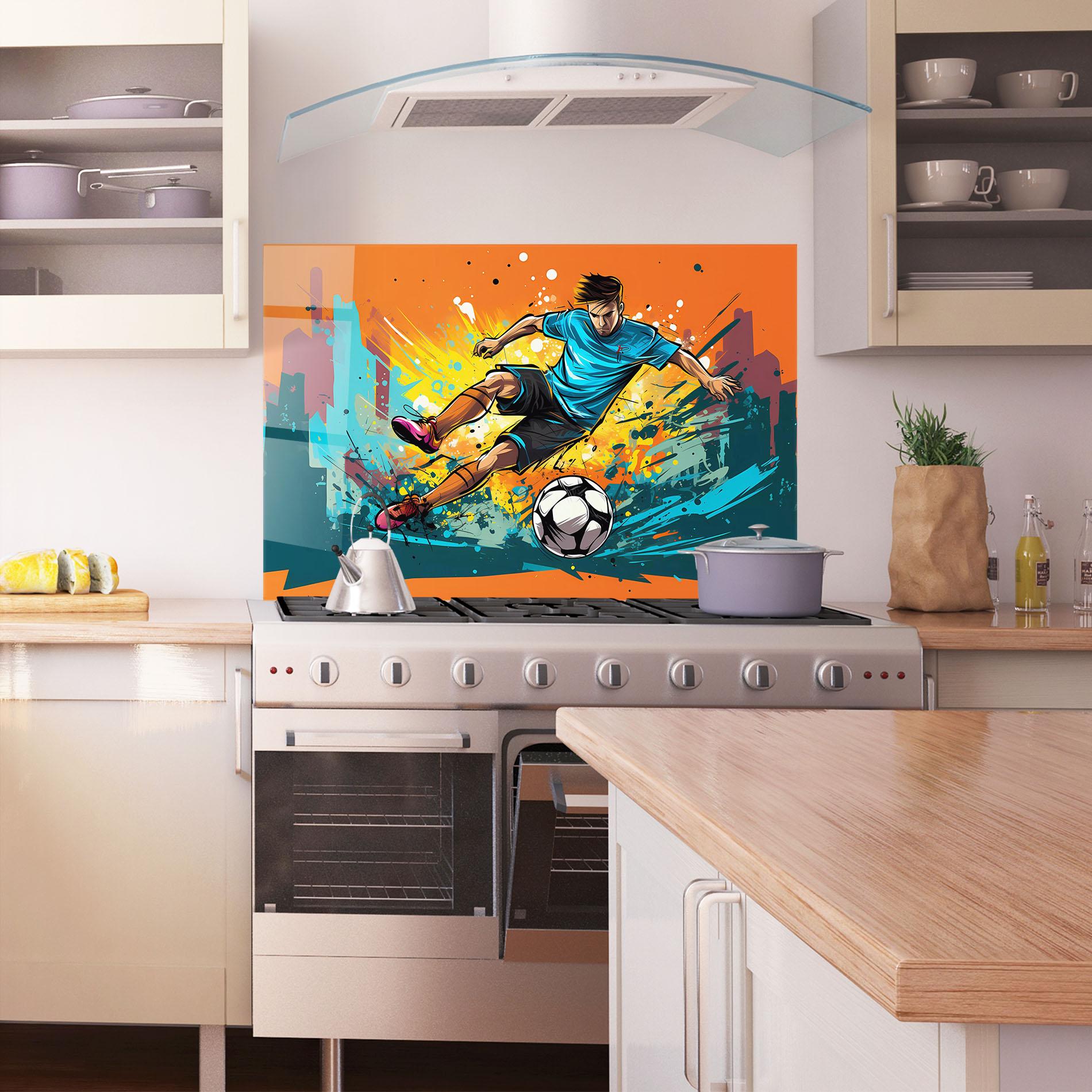 Konyhai üveg hátfal Blue Tshirt Football mockup 1