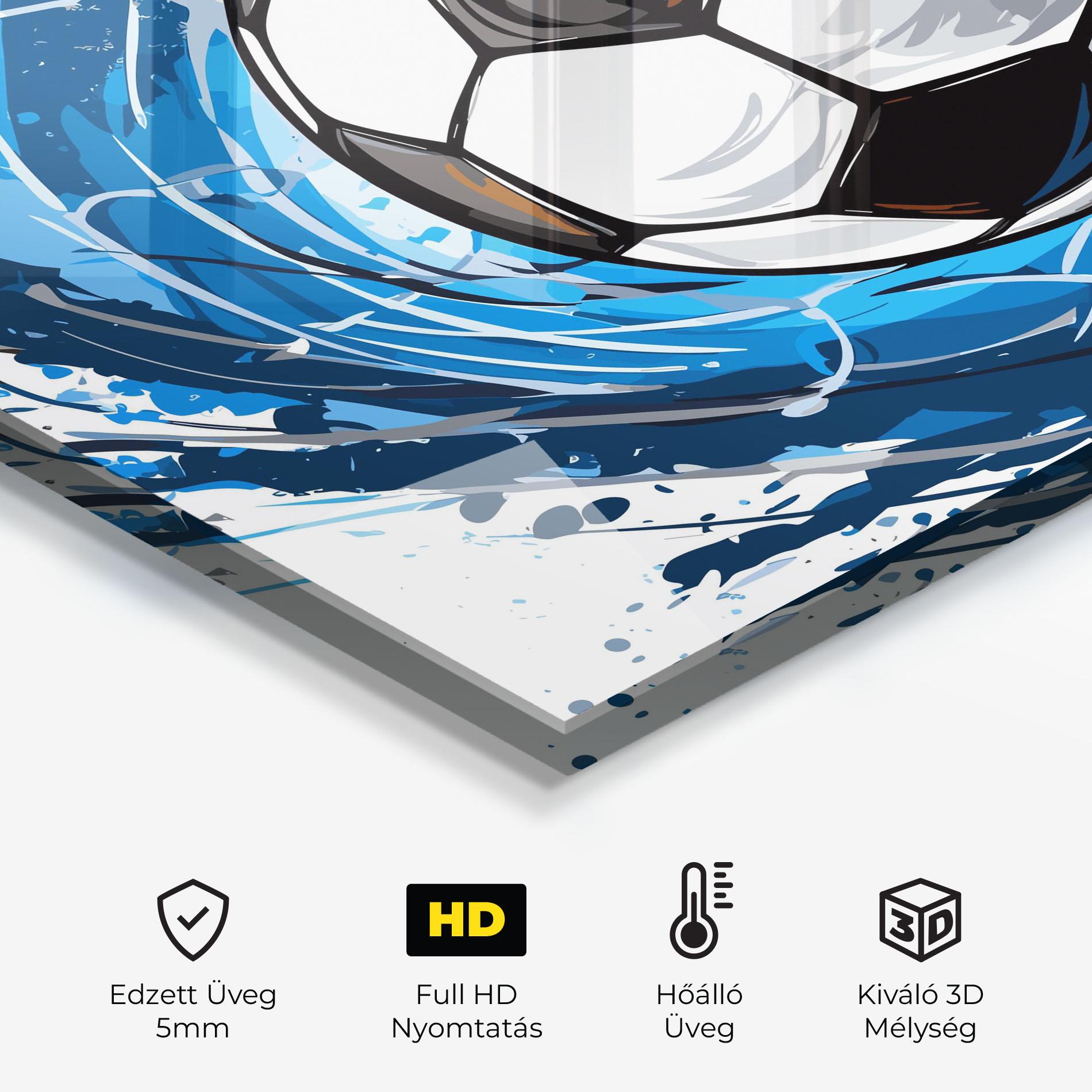 Konyhai üveg hátfal Football Wave mockup 2