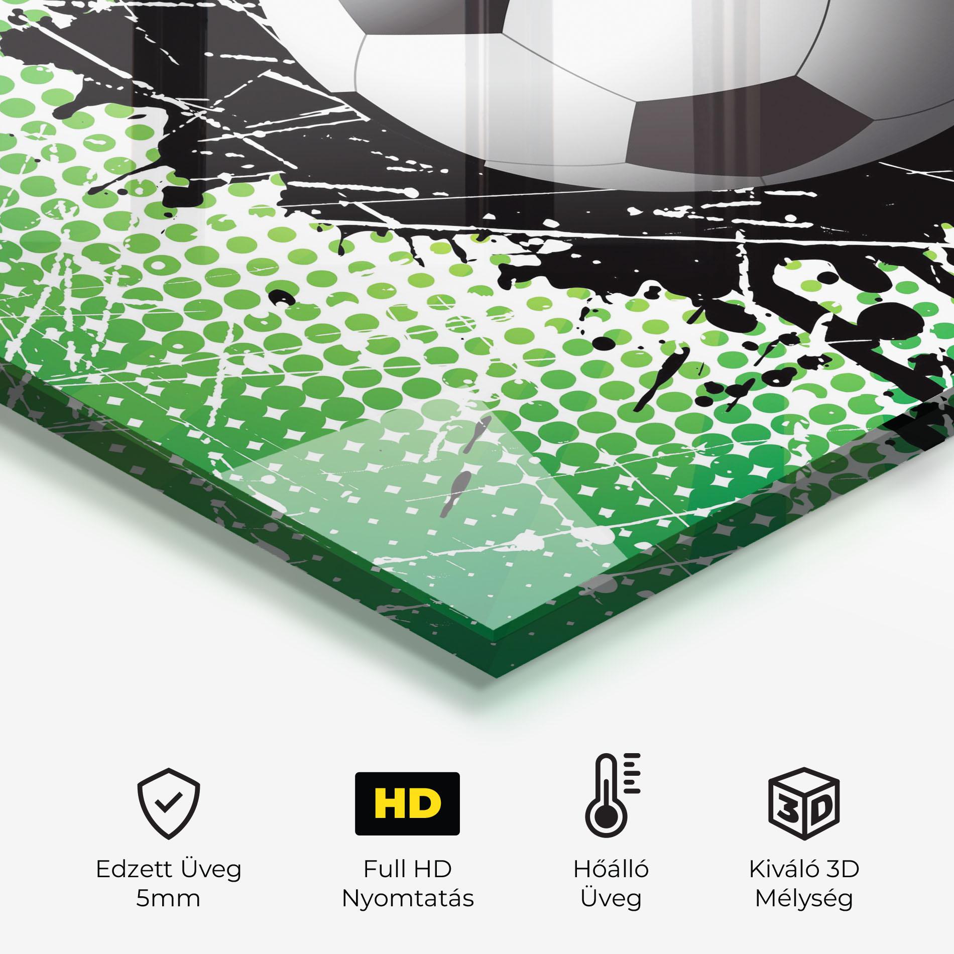 Konyhai üveg hátfal Green Black Football mockup 2