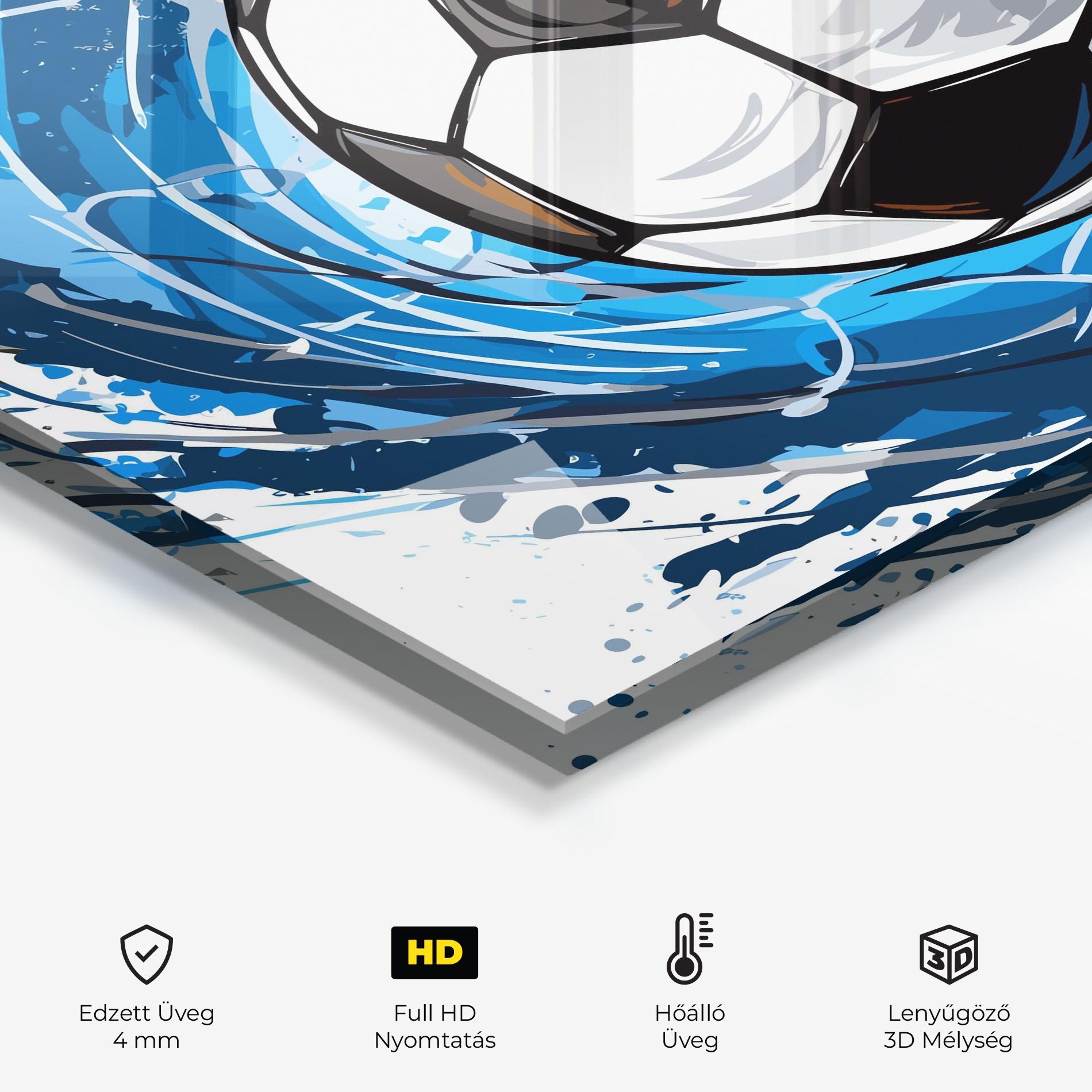 Konyhai üveg hátfal Football Wave mockup 2