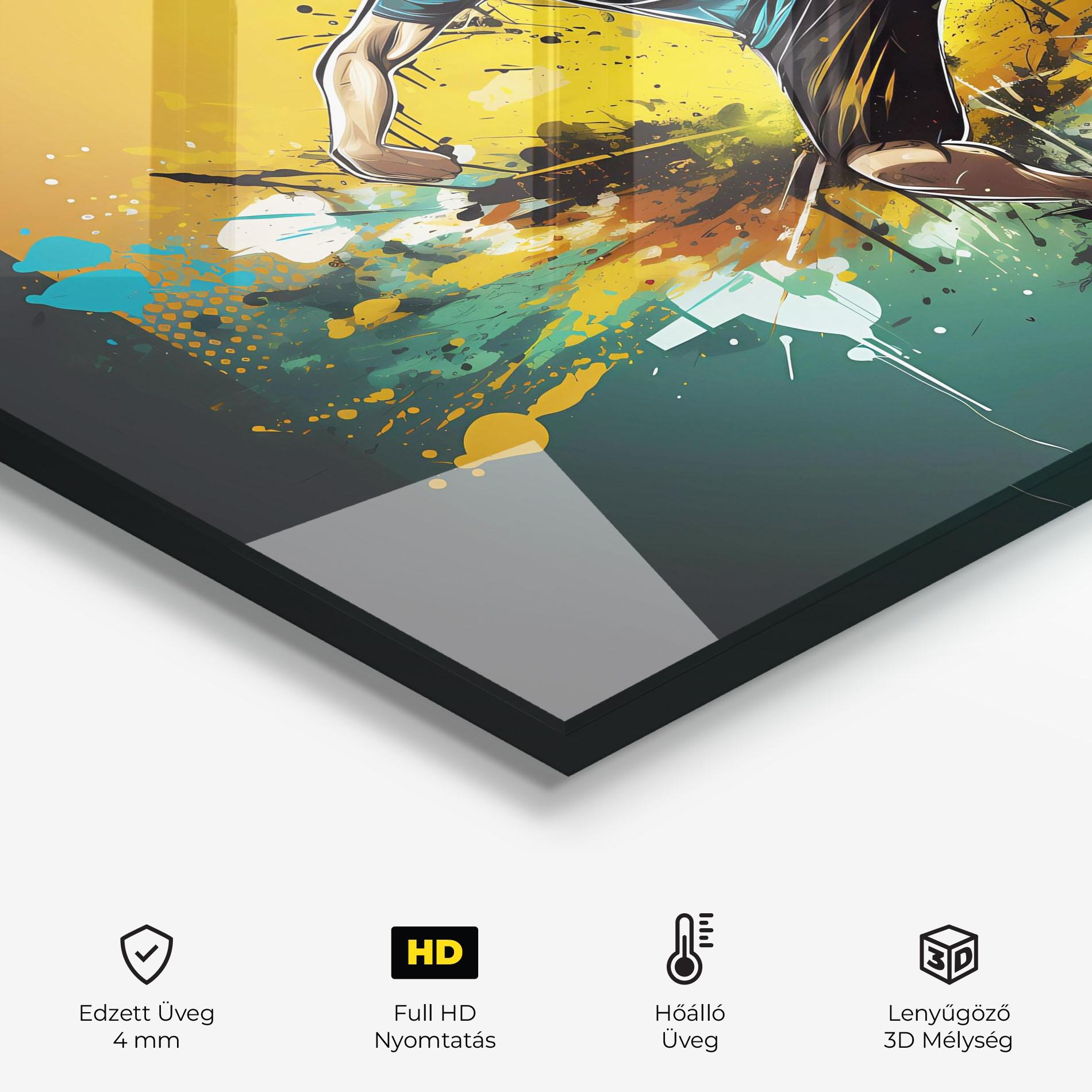 Konyhai üveg hátfal Player Kicks Ball mockup 2