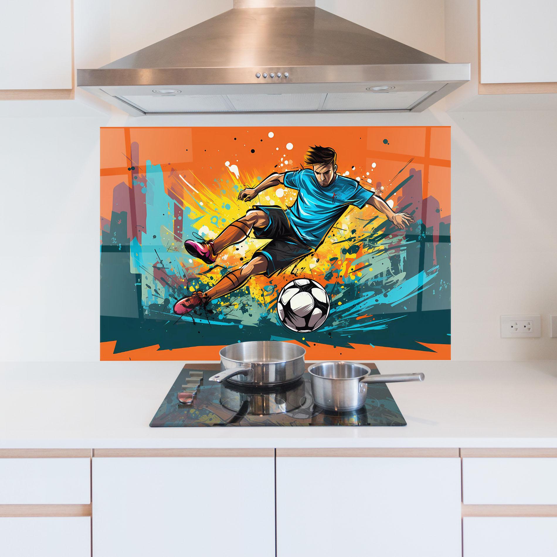 Konyhai üveg hátfal Blue Tshirt Football mockup 5