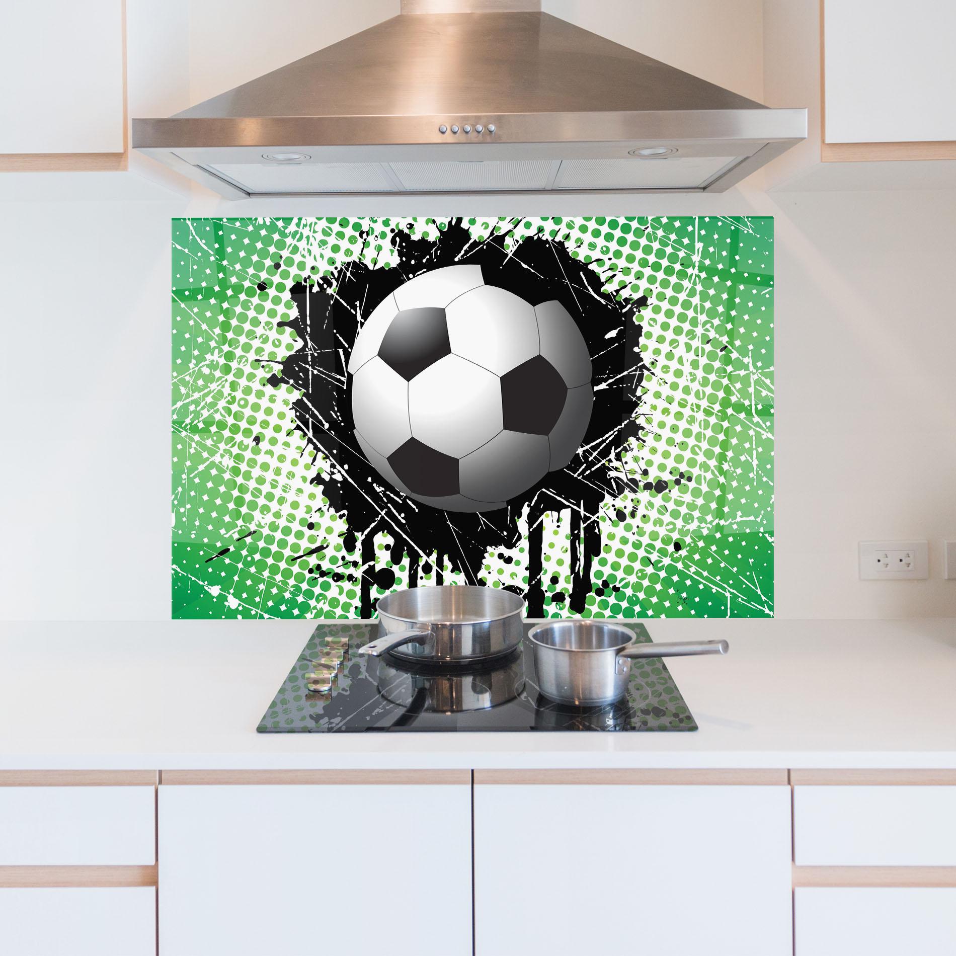 Konyhai üveg hátfal Green Black Football mockup 5