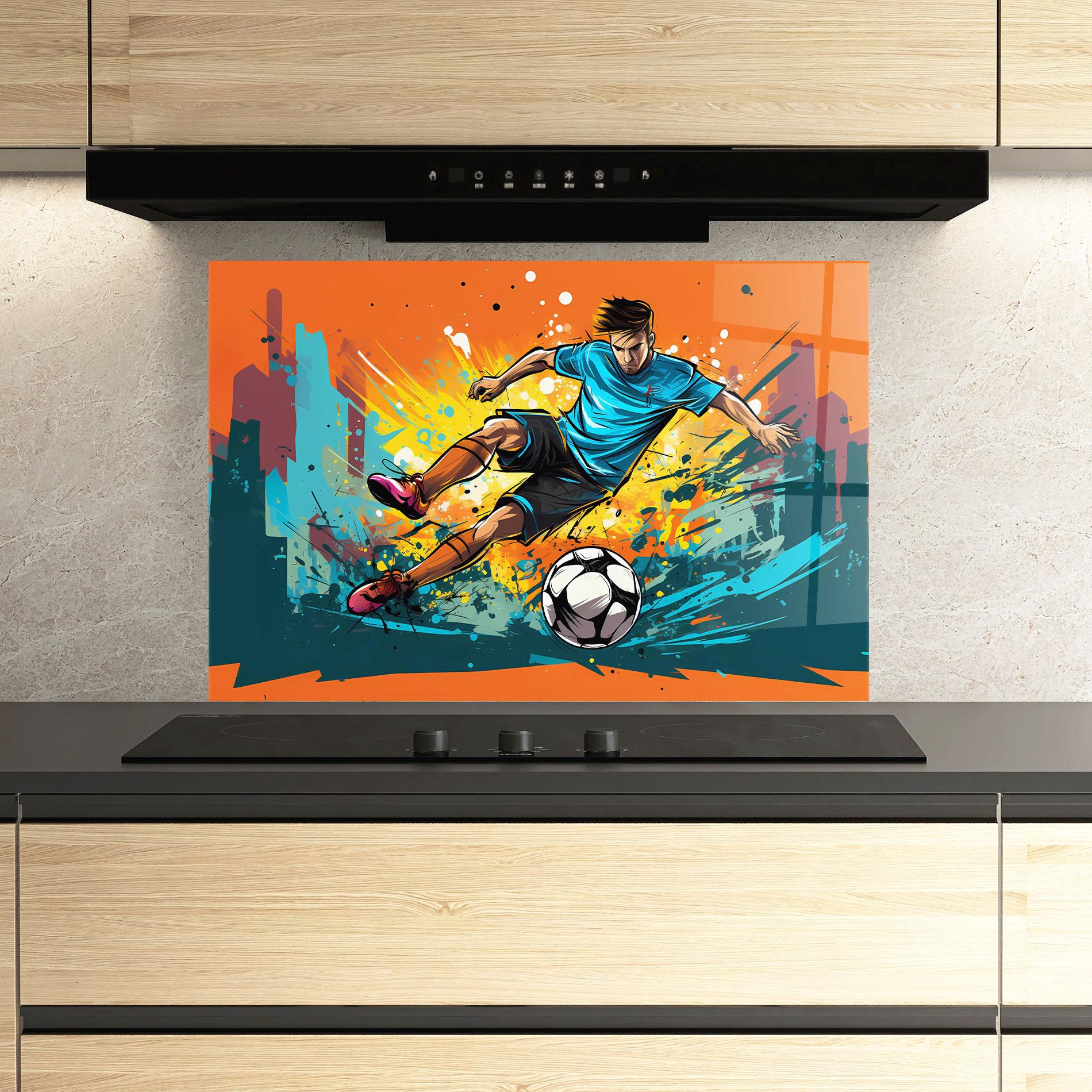 Konyhai üveg hátfal Blue Tshirt Football mockup 3