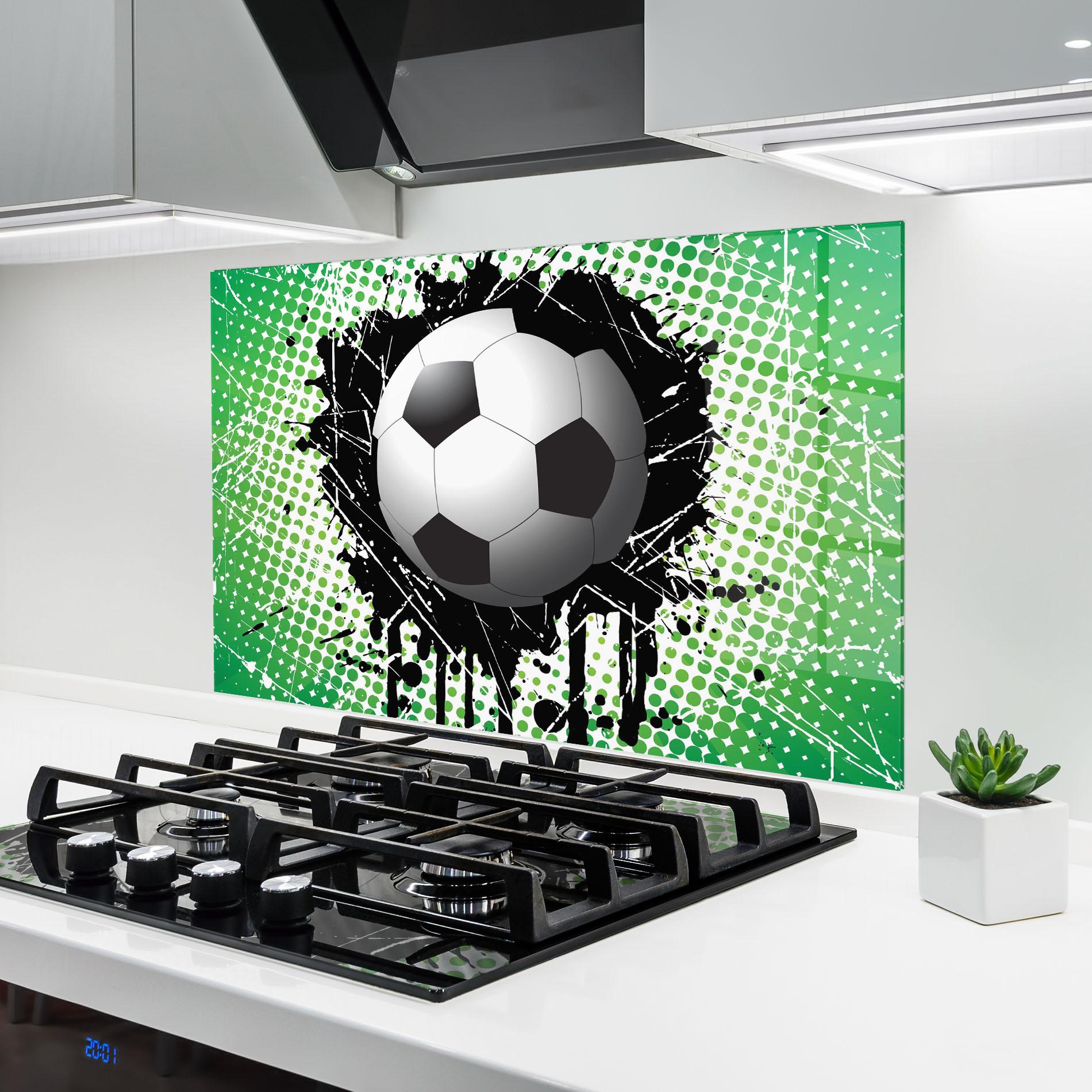 Konyhai üveg hátfal Green Black Football mockup 6