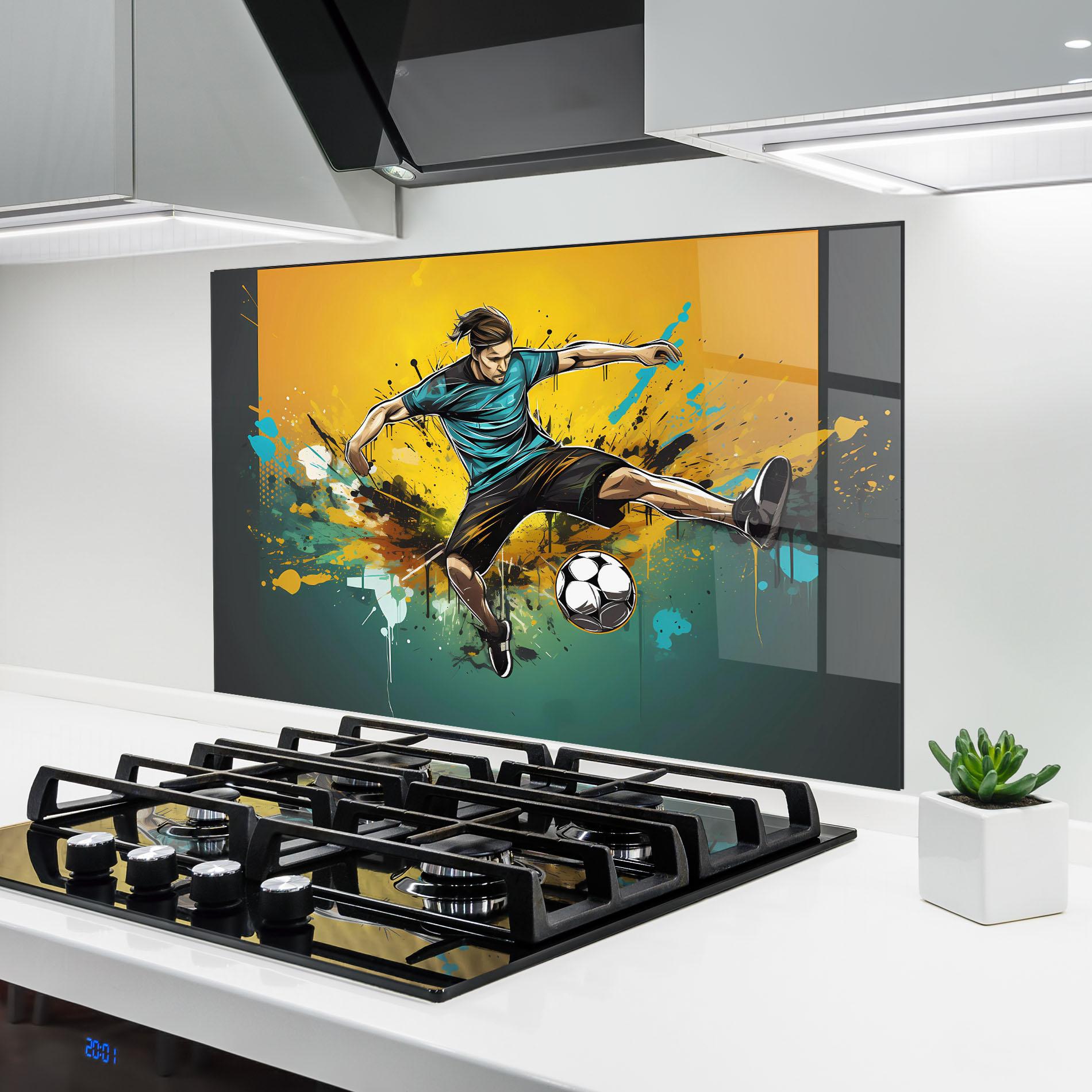 Konyhai üveg hátfal Player Kicks Ball mockup 6