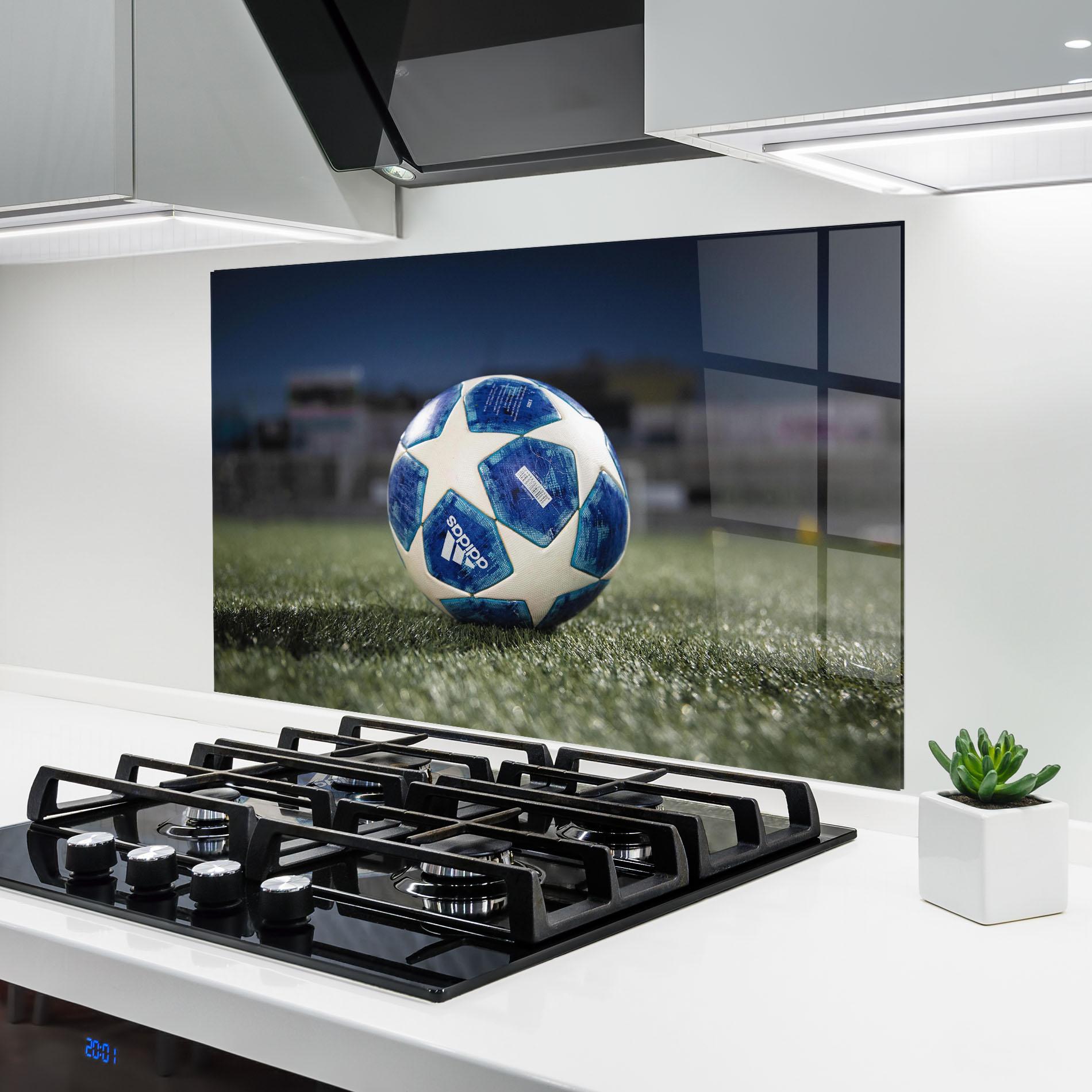 Konyhai üveg hátfal White Stars Football mockup 6