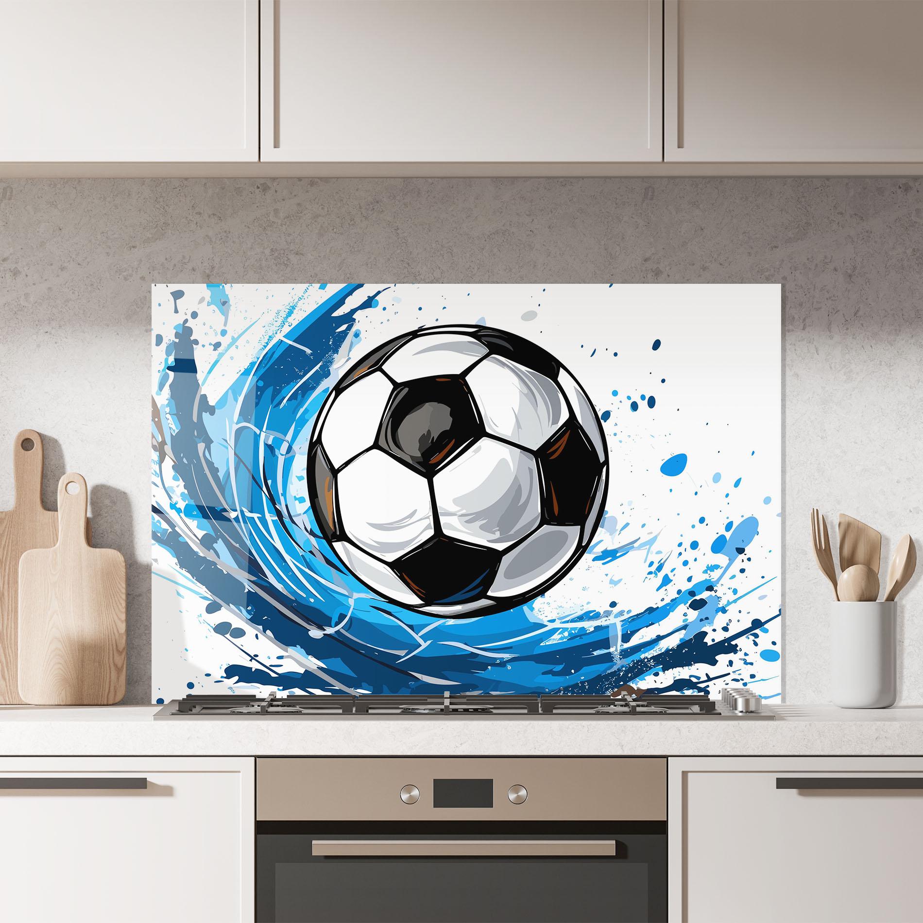 Konyhai üveg hátfal Football Wave mockup 7