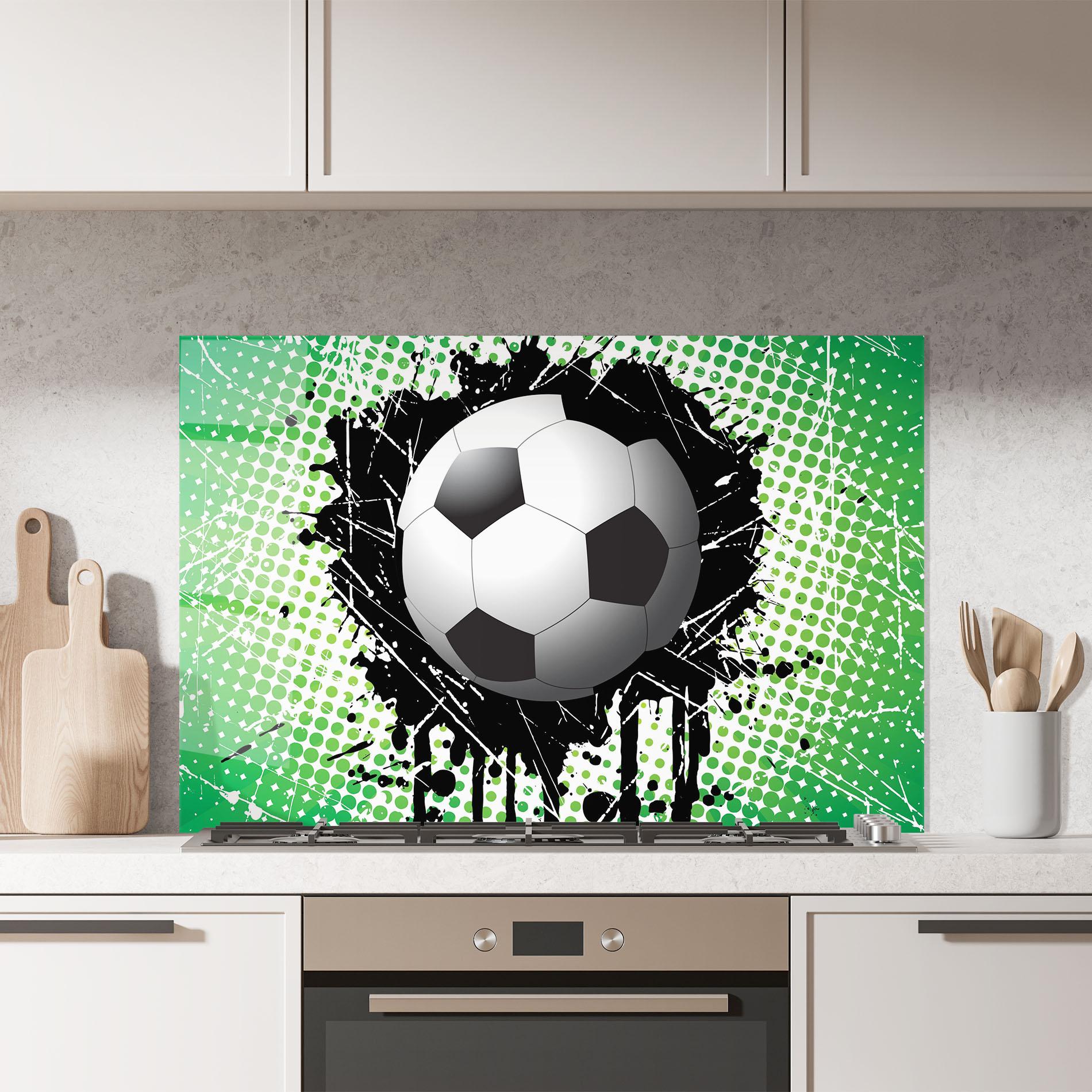 Konyhai üveg hátfal Green Black Football mockup 7