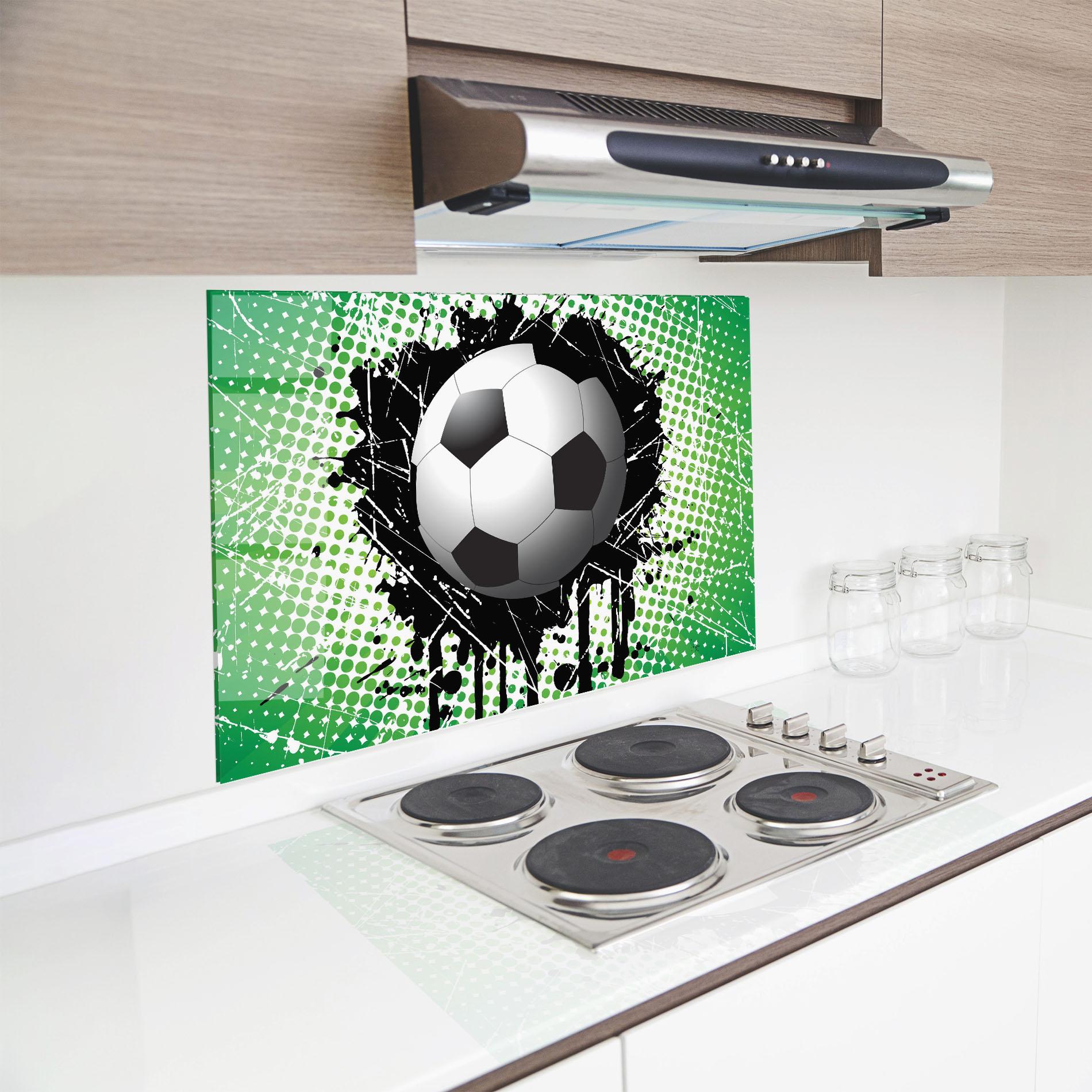Konyhai üveg hátfal Green Black Football mockup 8
