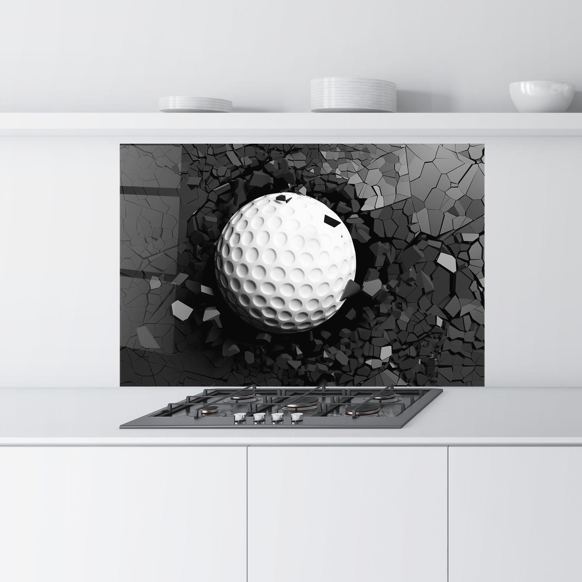 Konyhai üveg hátfal Black Wall Golf Ball mockup 9