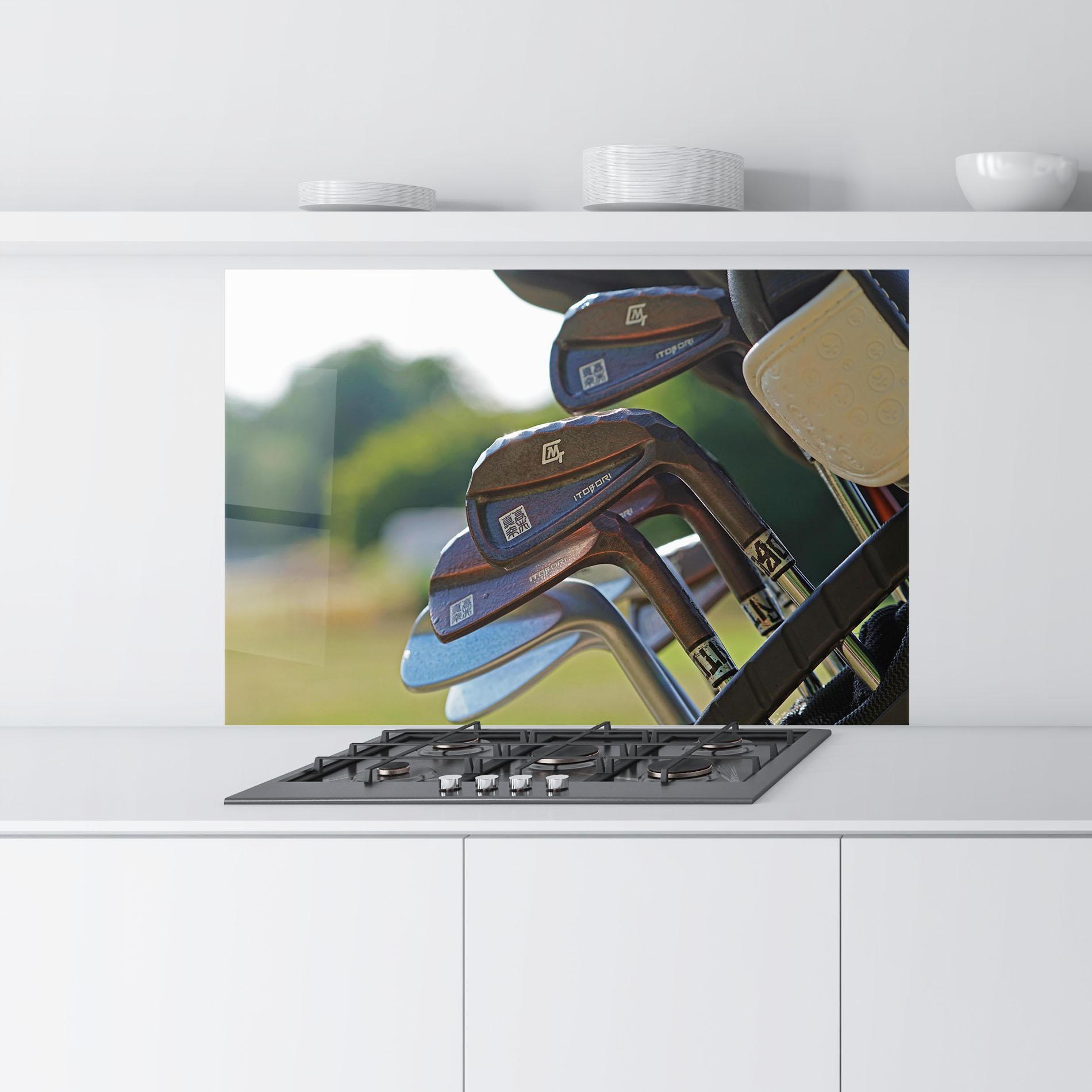 Konyhai üveg hátfal Brown Golf Club mockup 9