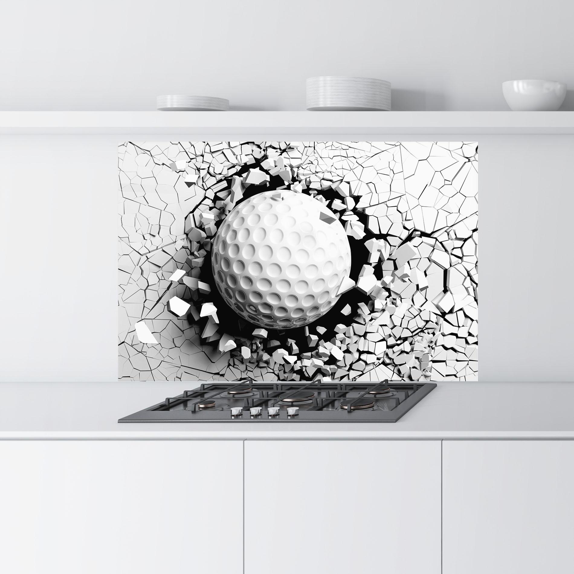 Konyhai üveg hátfal Golf Ball Breaking Wall mockup 9