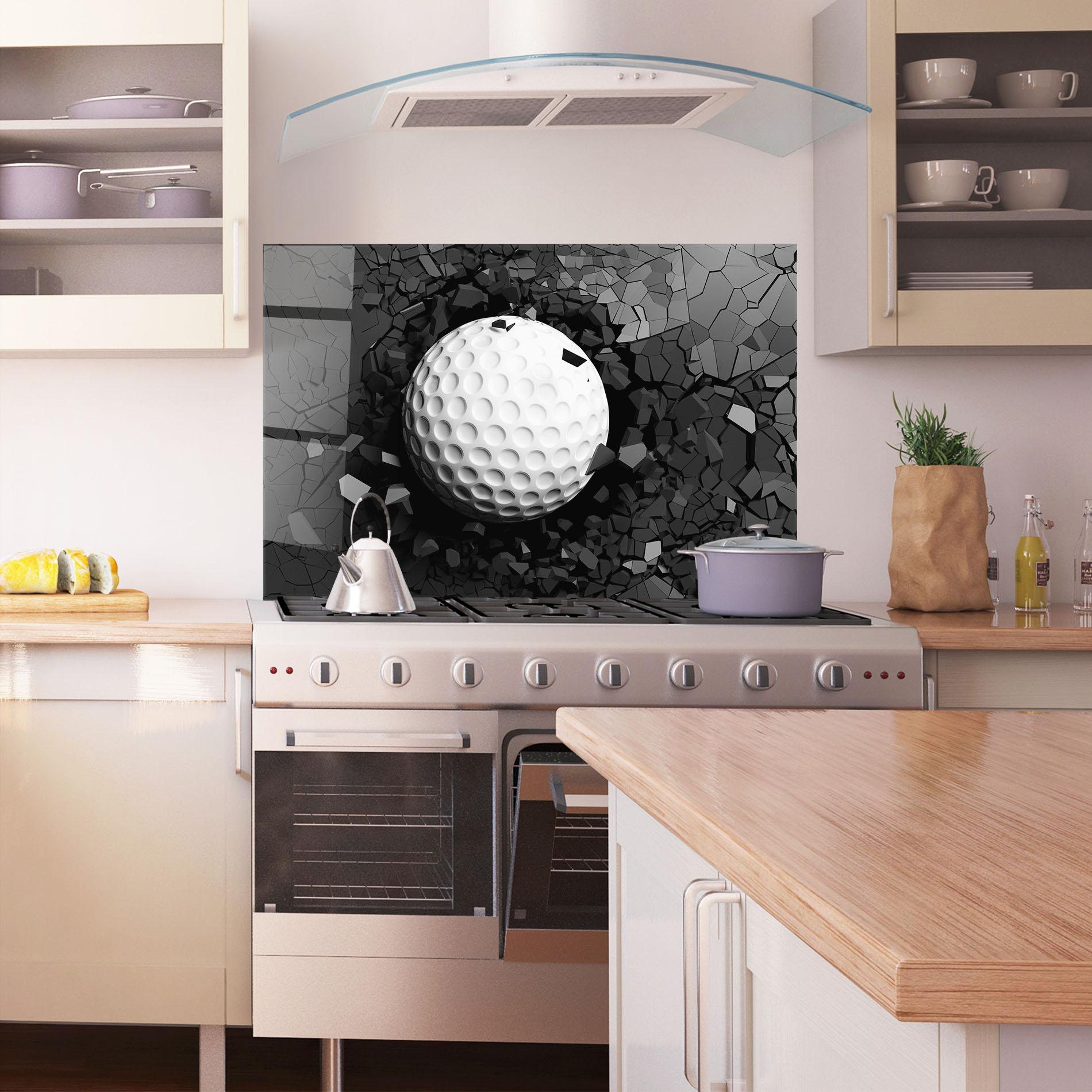 Konyhai üveg hátfal Black Wall Golf Ball mockup 1