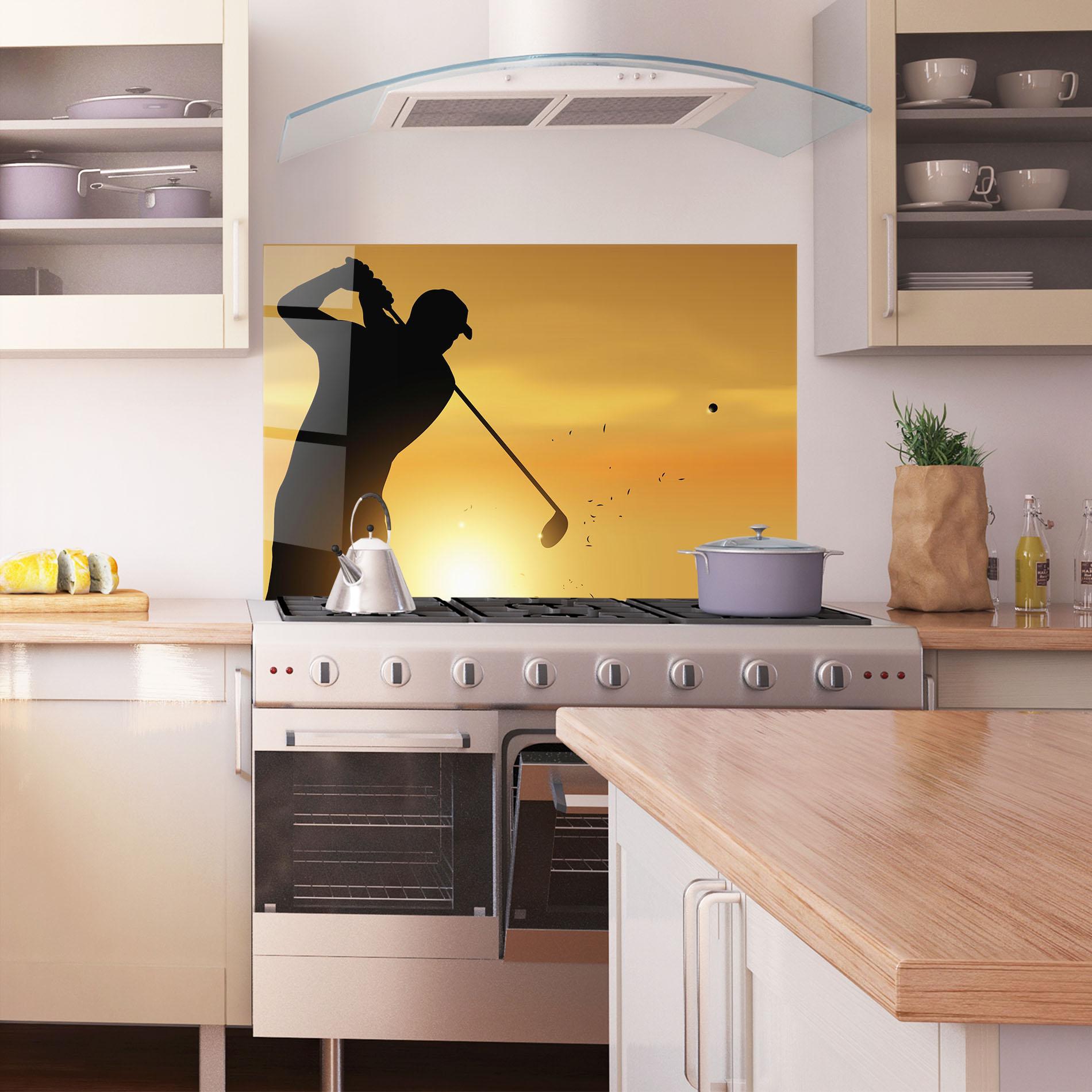Konyhai üveg hátfal Gold Sunrise mockup 1